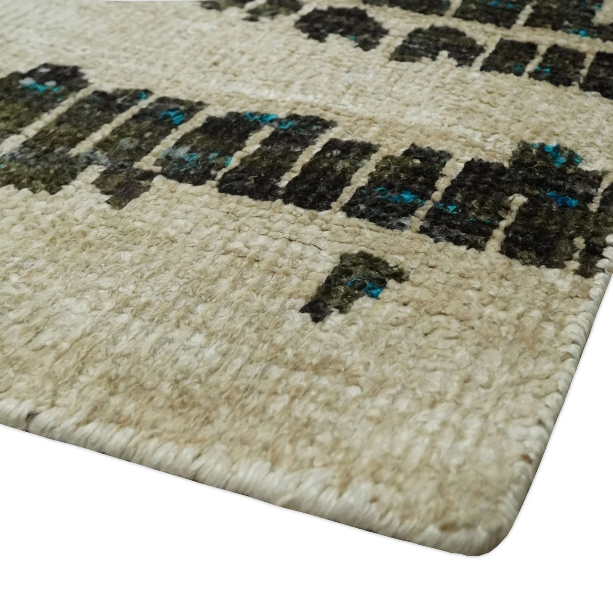 5x8 Hand Knotted Ivory and Brown Modern Abstract Contemporary Recycled Silk Area Rug | OP105 - Image 5
