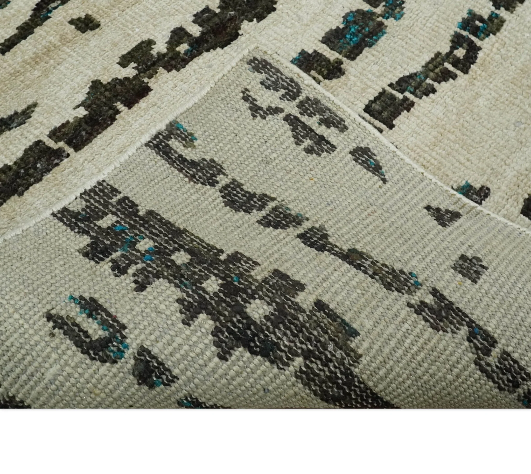 5x8 Hand Knotted Ivory and Brown Modern Abstract Contemporary Recycled Silk Area Rug | OP105 - Image 7