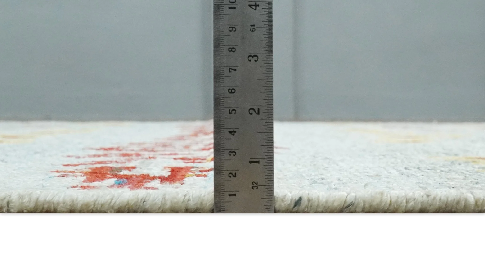 5x8 Hand Knotted Ivory, Red and Yellow Persian made of Recycled Silk Area Rug | OP95 - Image 8