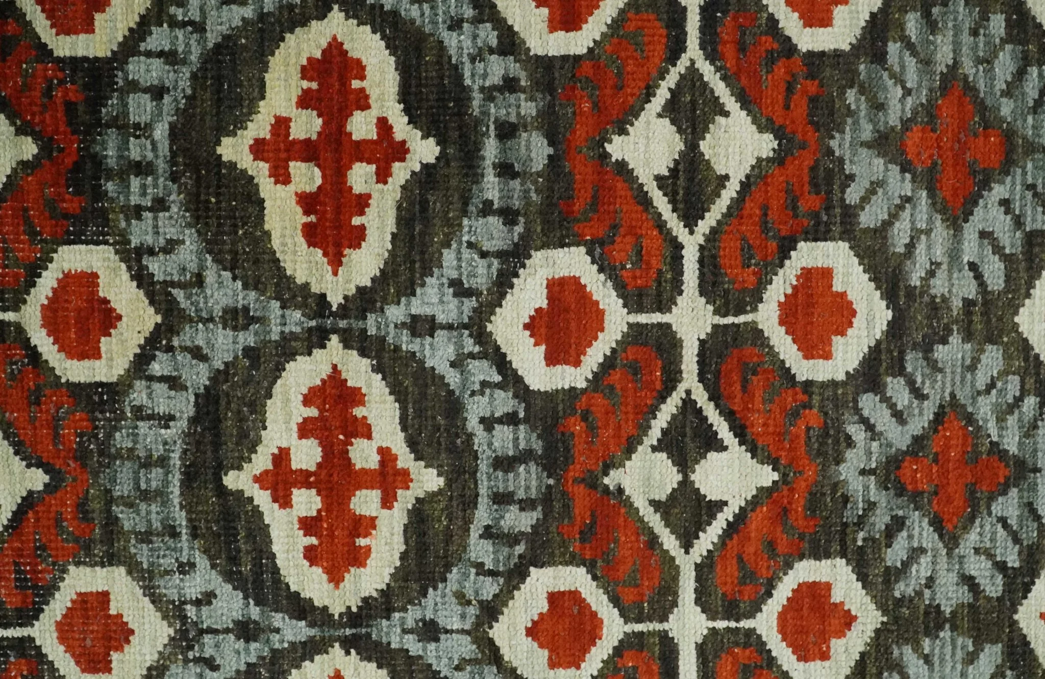 5x8 Hand Knotted Moss Green, Ivory and Rust Antique Persian Style Contemporary Recycled Silk Area Rug | OP83 - Image 9