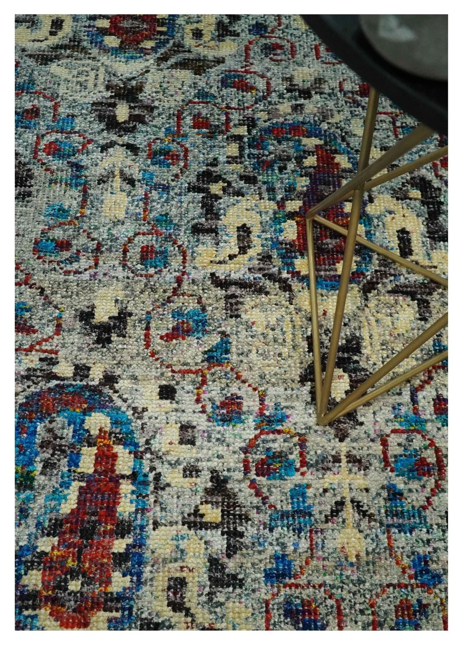 5x8 Hand Knotted Multicolor Antique Persian Style Contemporary Recycled Silk Area Rug | OP84 - Image 2