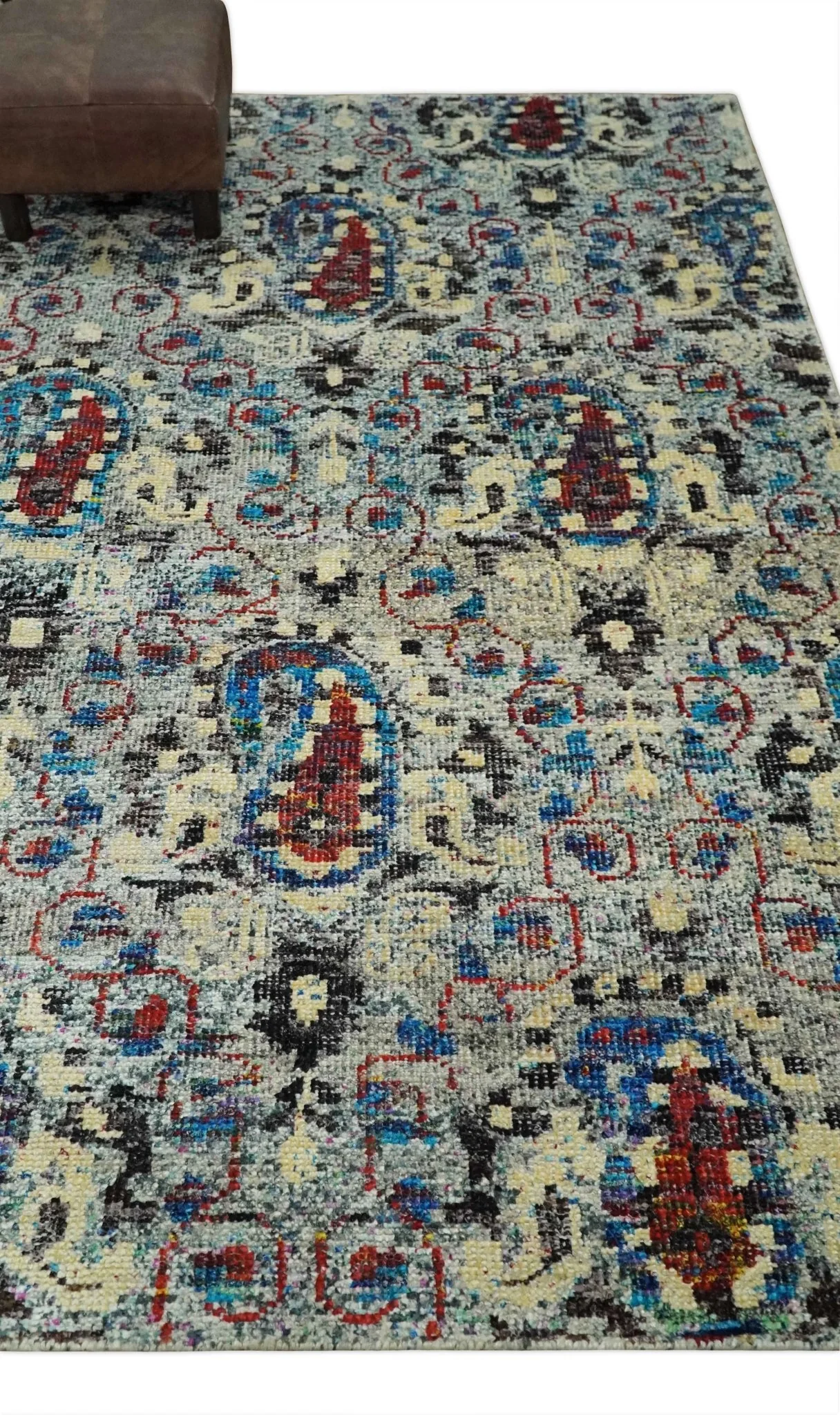5x8 Hand Knotted Multicolor Antique Persian Style Contemporary Recycled Silk Area Rug | OP84 - Image 3