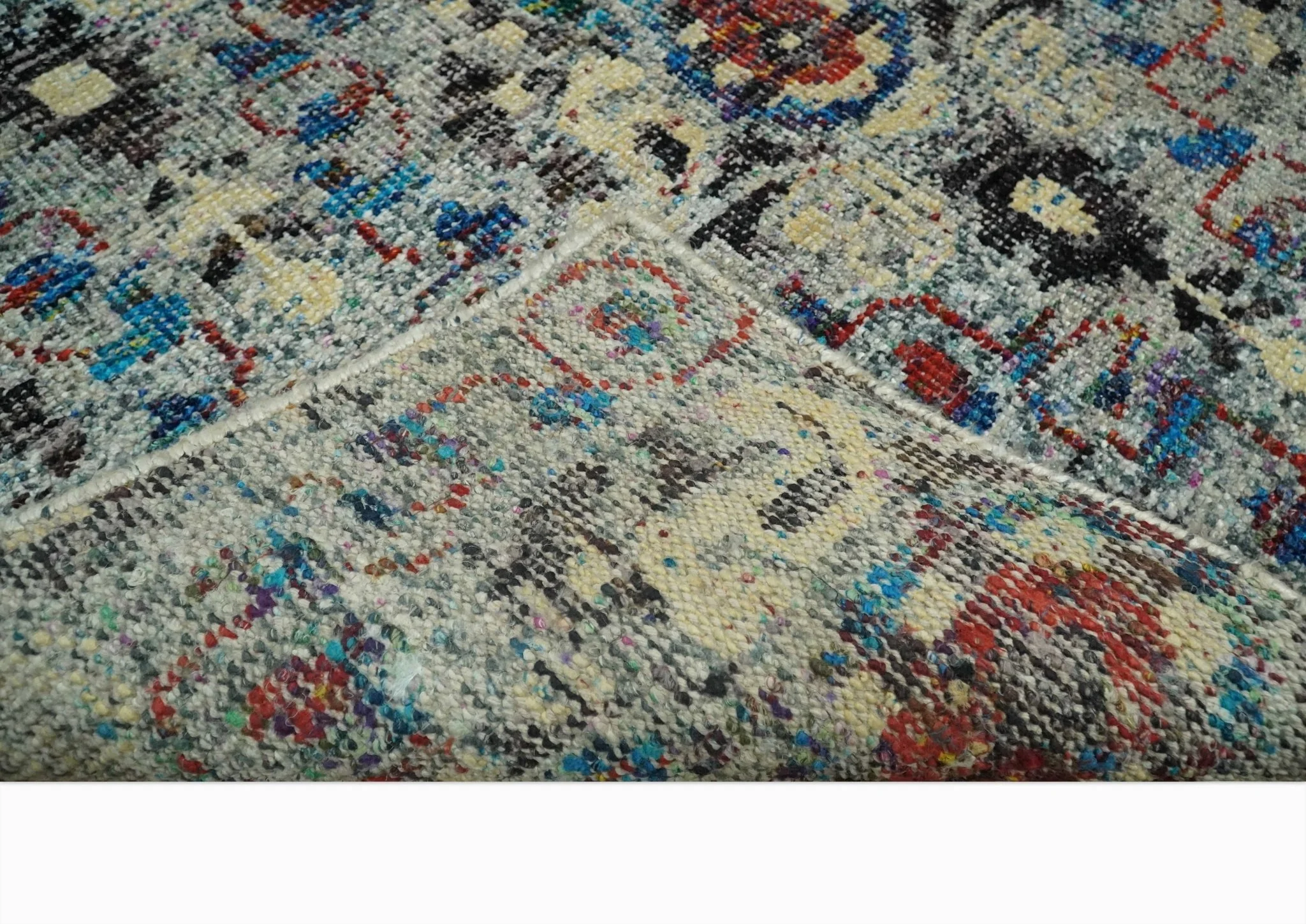 5x8 Hand Knotted Multicolor Antique Persian Style Contemporary Recycled Silk Area Rug | OP84 - Image 7