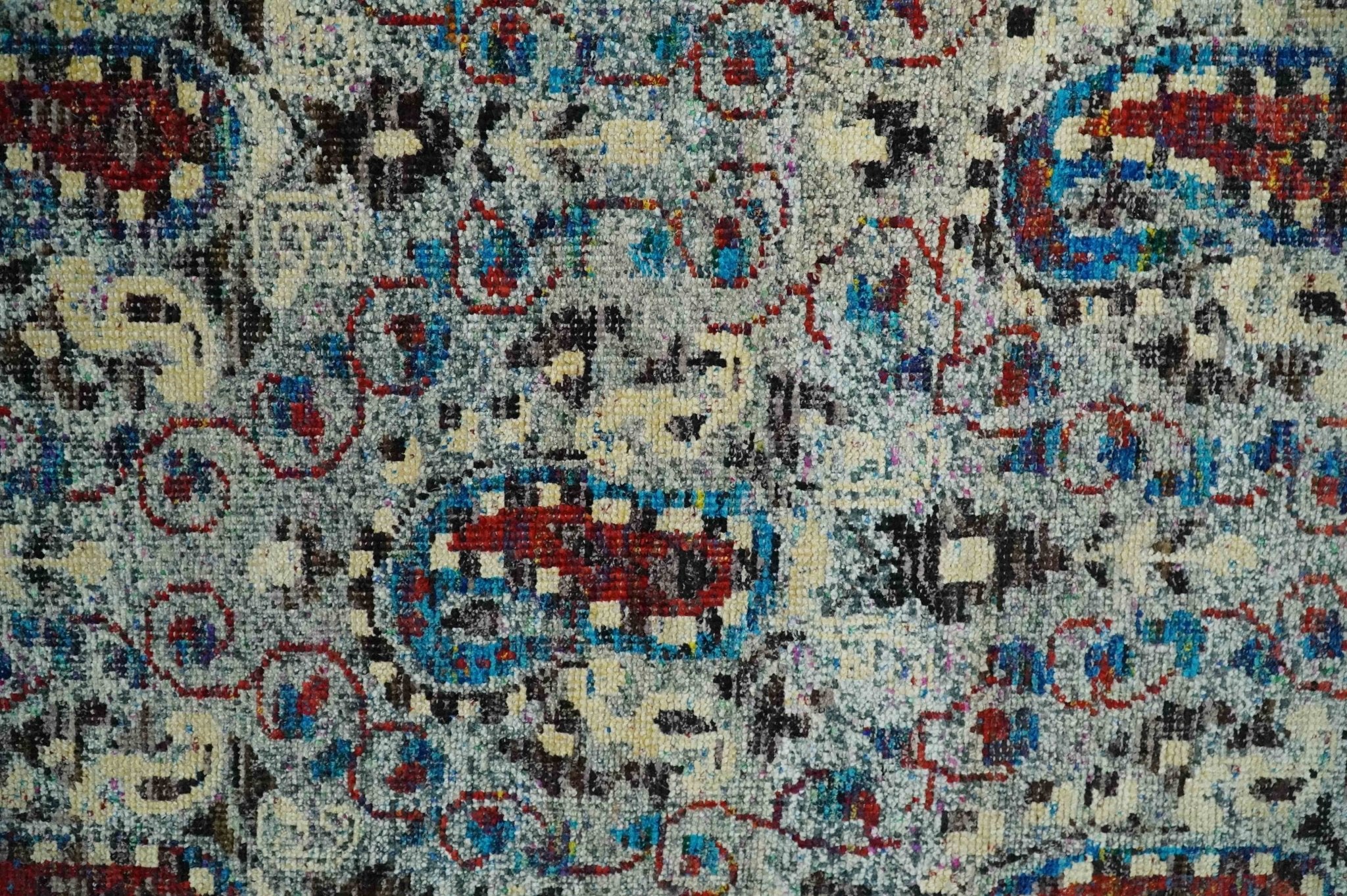 5x8 Hand Knotted Multicolor Antique Persian Style Contemporary Recycled Silk Area Rug | OP84 - Image 9