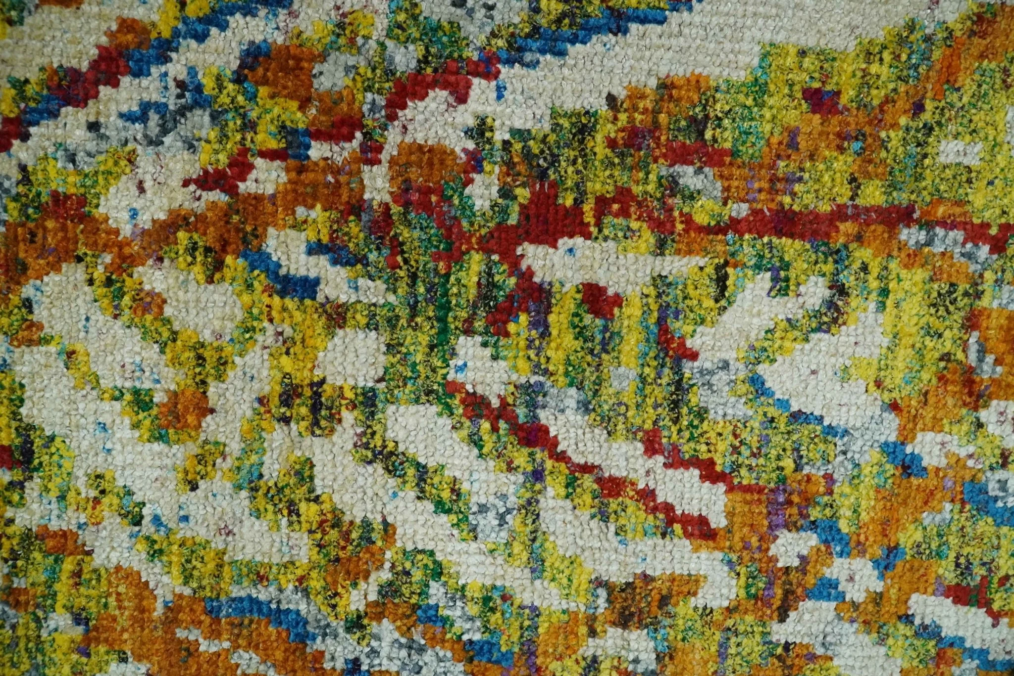 5x8 Hand Knotted Multicolor Modern Abstract Contemporary Recycled Silk Area Rug | OP111 - Image 9