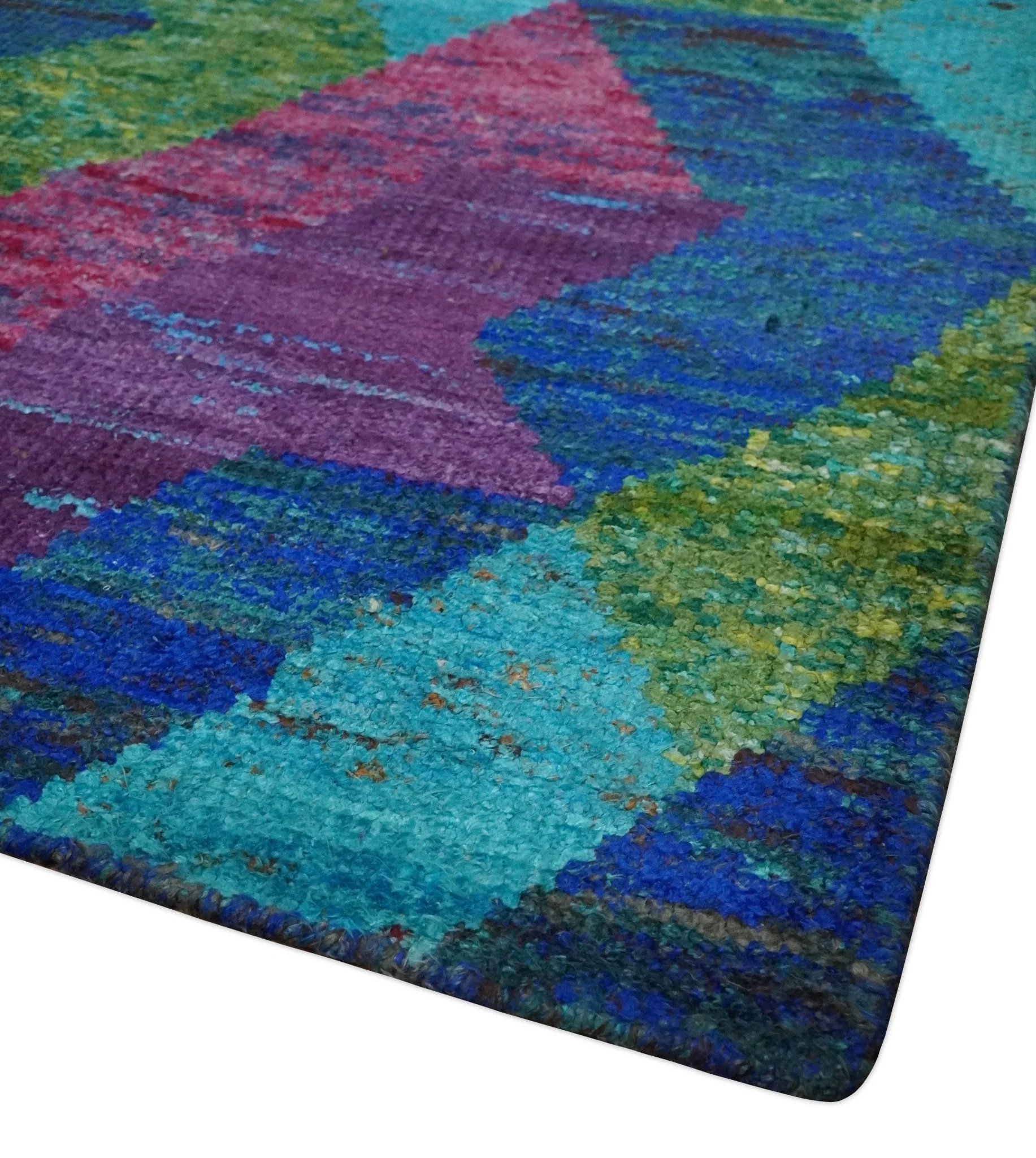 5x8 Hand Knotted Multicolor Modern Geometric Contemporary Recycled Silk Area Rug | OP78 - Image 3