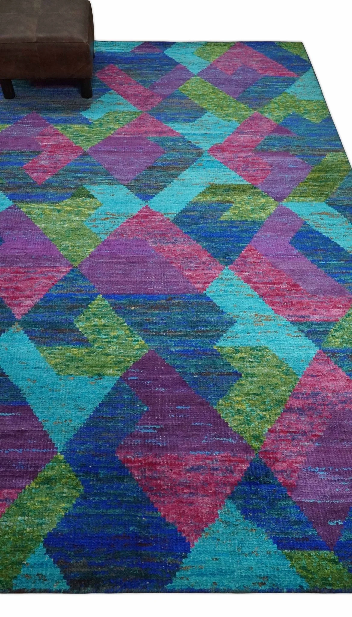 5x8 Hand Knotted Multicolor Modern Geometric Contemporary Recycled Silk Area Rug | OP78 - Image 4