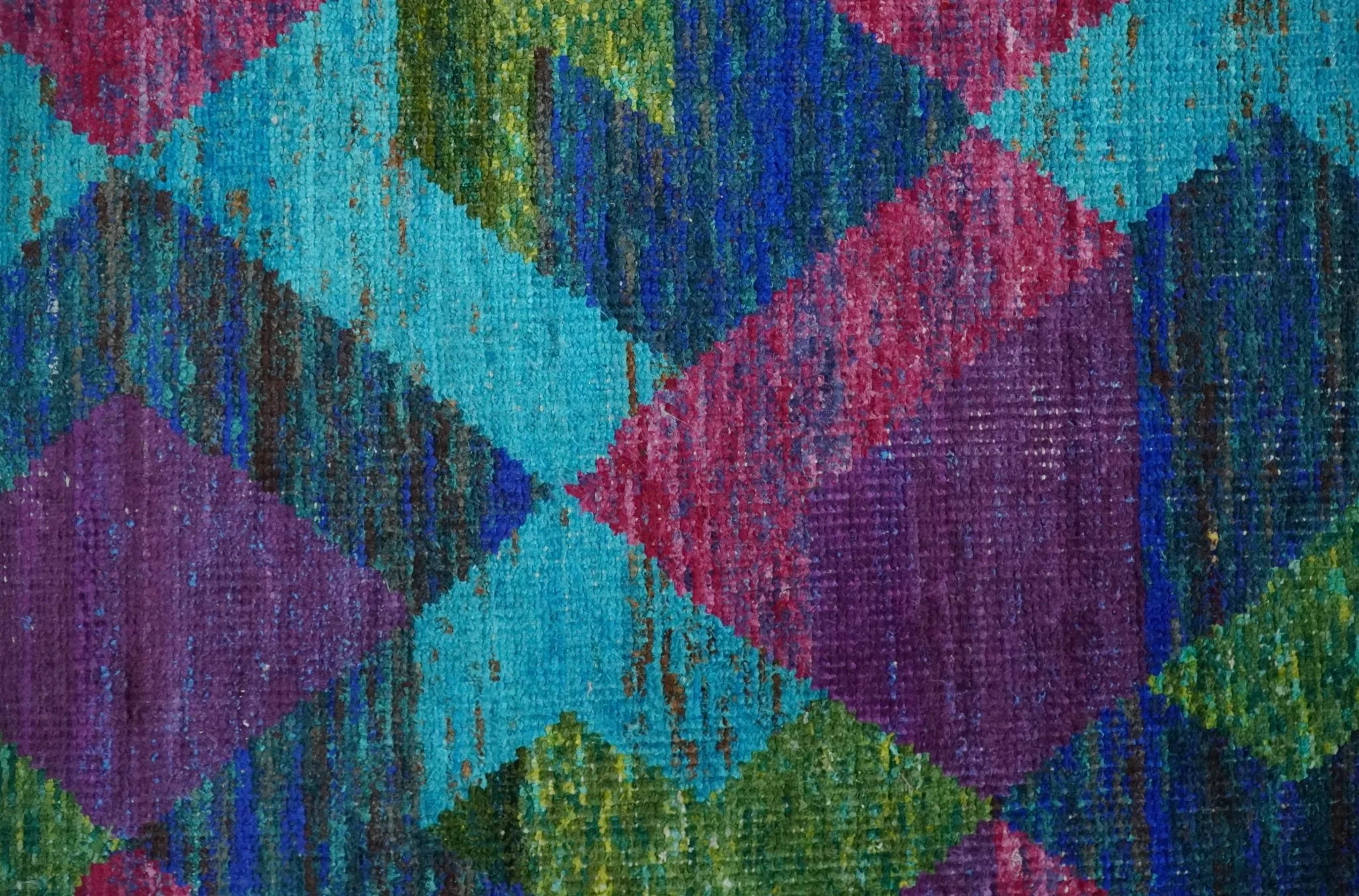 5x8 Hand Knotted Multicolor Modern Geometric Contemporary Recycled Silk Area Rug | OP78 - Image 9