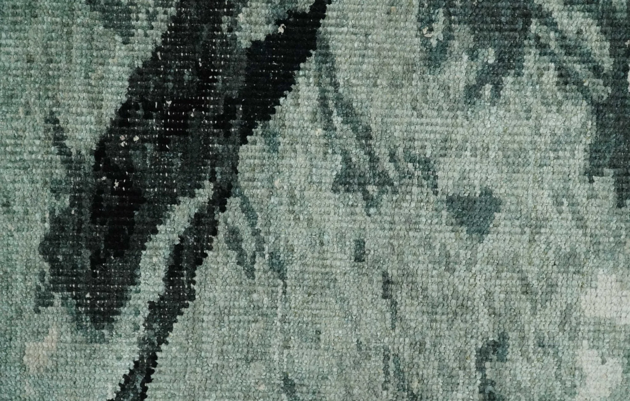 5x8 Hand Knotted Teal, Black and Ivory Antique Persian Style Contemporary Bamboo Silk Area Rug | OP75 - Image 8