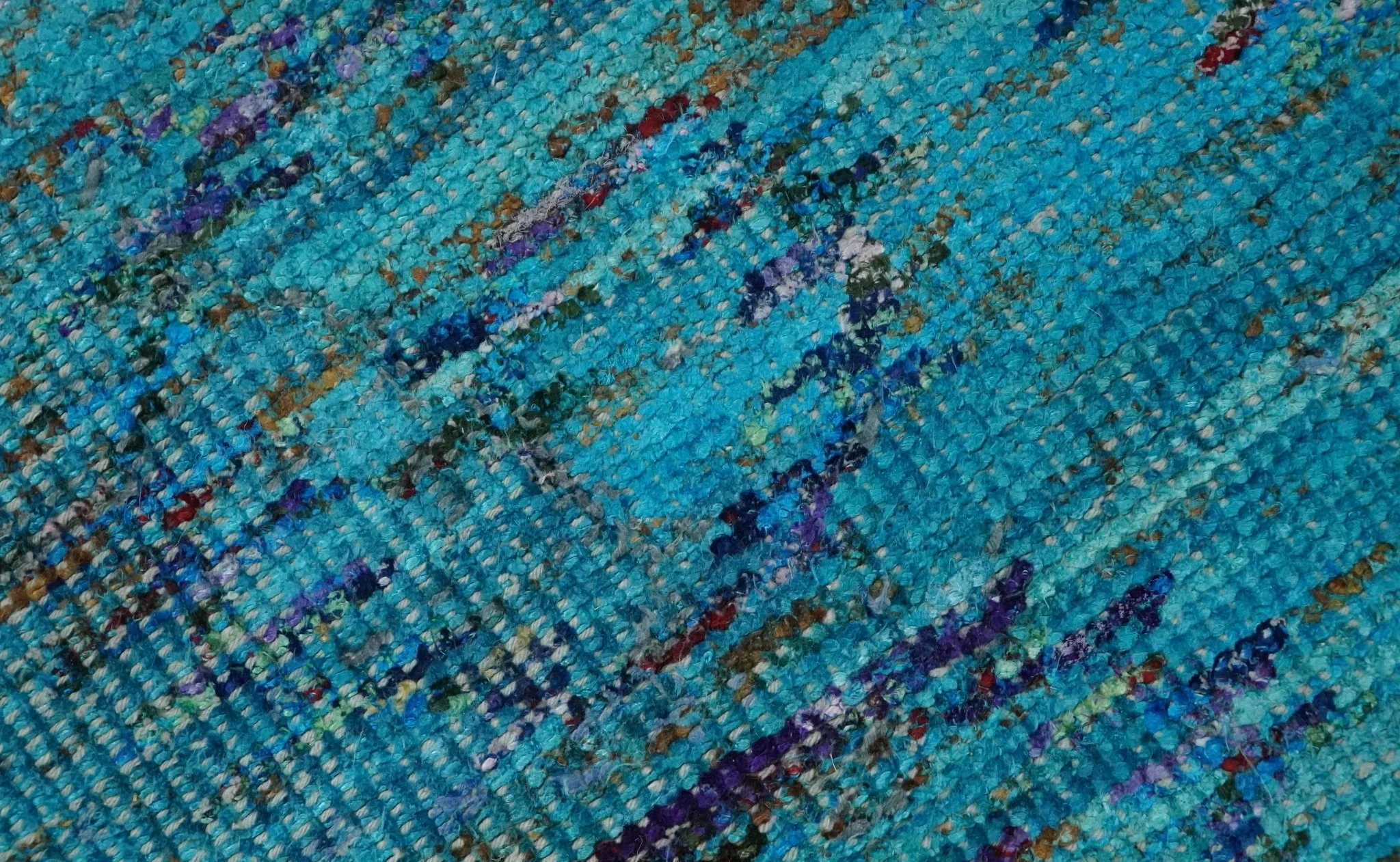 5x8 Hand Knotted Teal Blue and Violet Modern Contemporary Southwestern Tribal Trellis Recycled Silk Area Rug | OP112 - Image 2