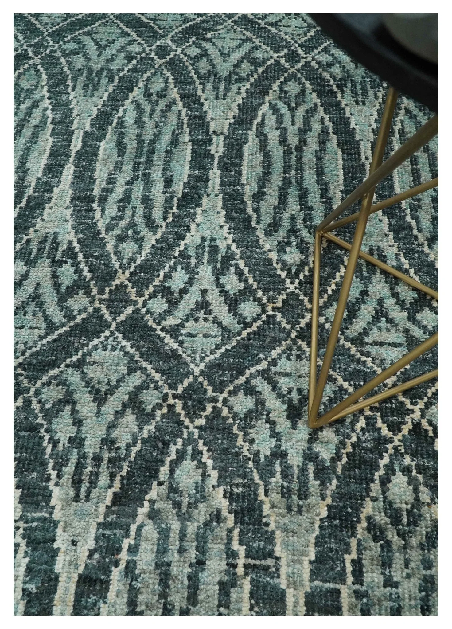 5x8 Hand Knotted Teal, Ivory and Blue Modern Style Contemporary Recycled Silk Area Rug | OP109 - Image 2