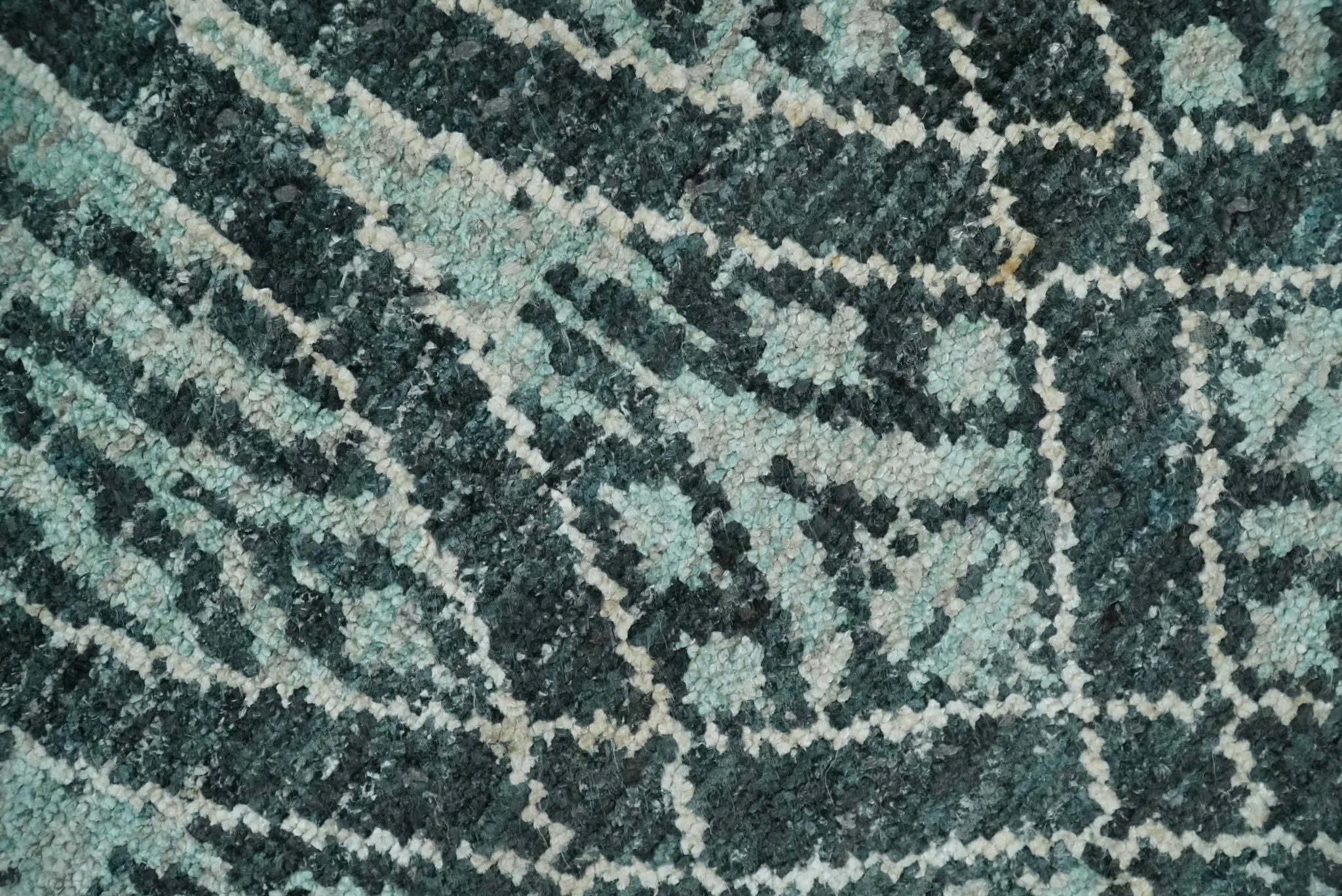 5x8 Hand Knotted Teal, Ivory and Blue Modern Style Contemporary Recycled Silk Area Rug | OP109 - Image 4