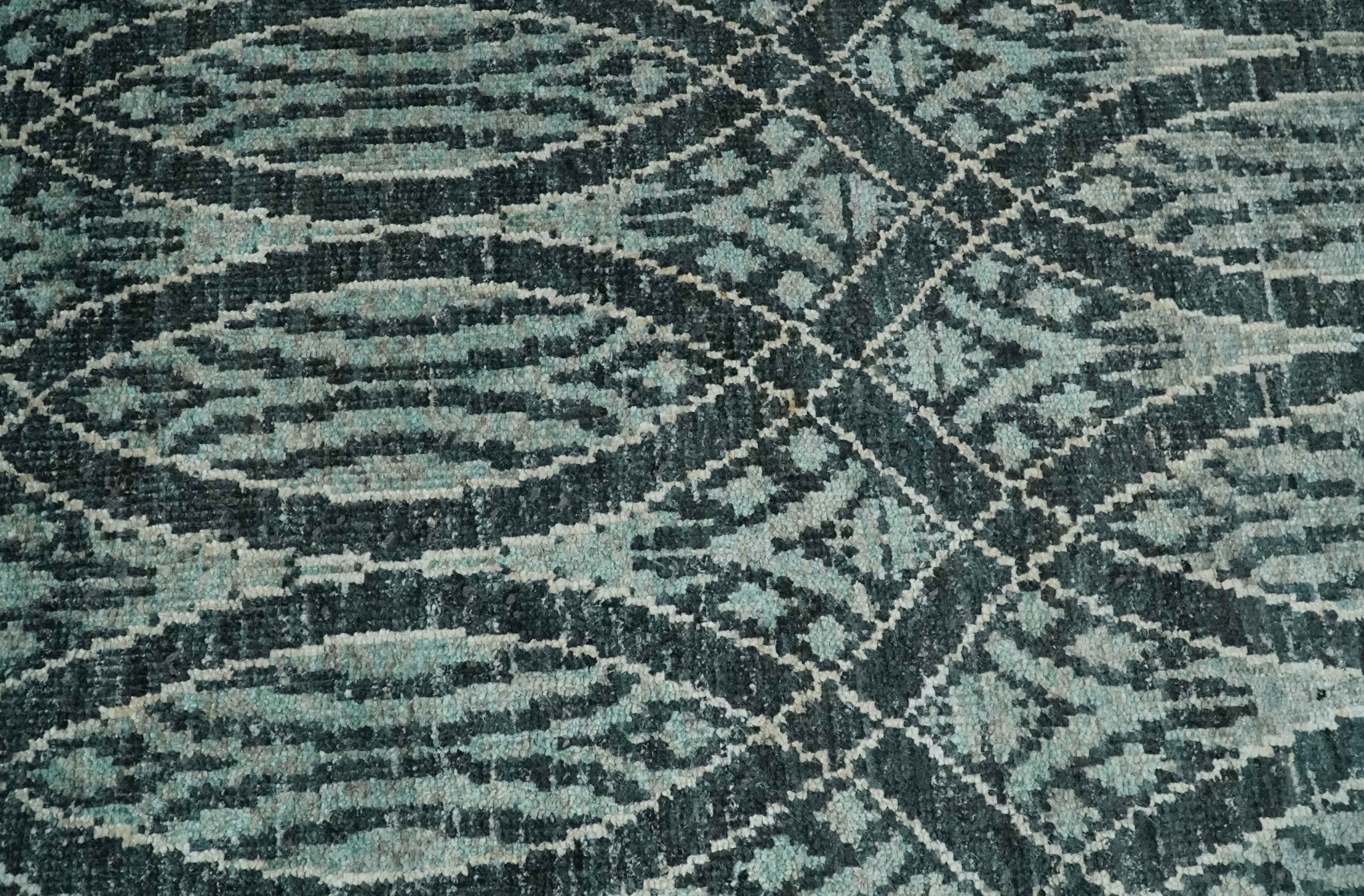 5x8 Hand Knotted Teal, Ivory and Blue Modern Style Contemporary Recycled Silk Area Rug | OP109 - Image 9