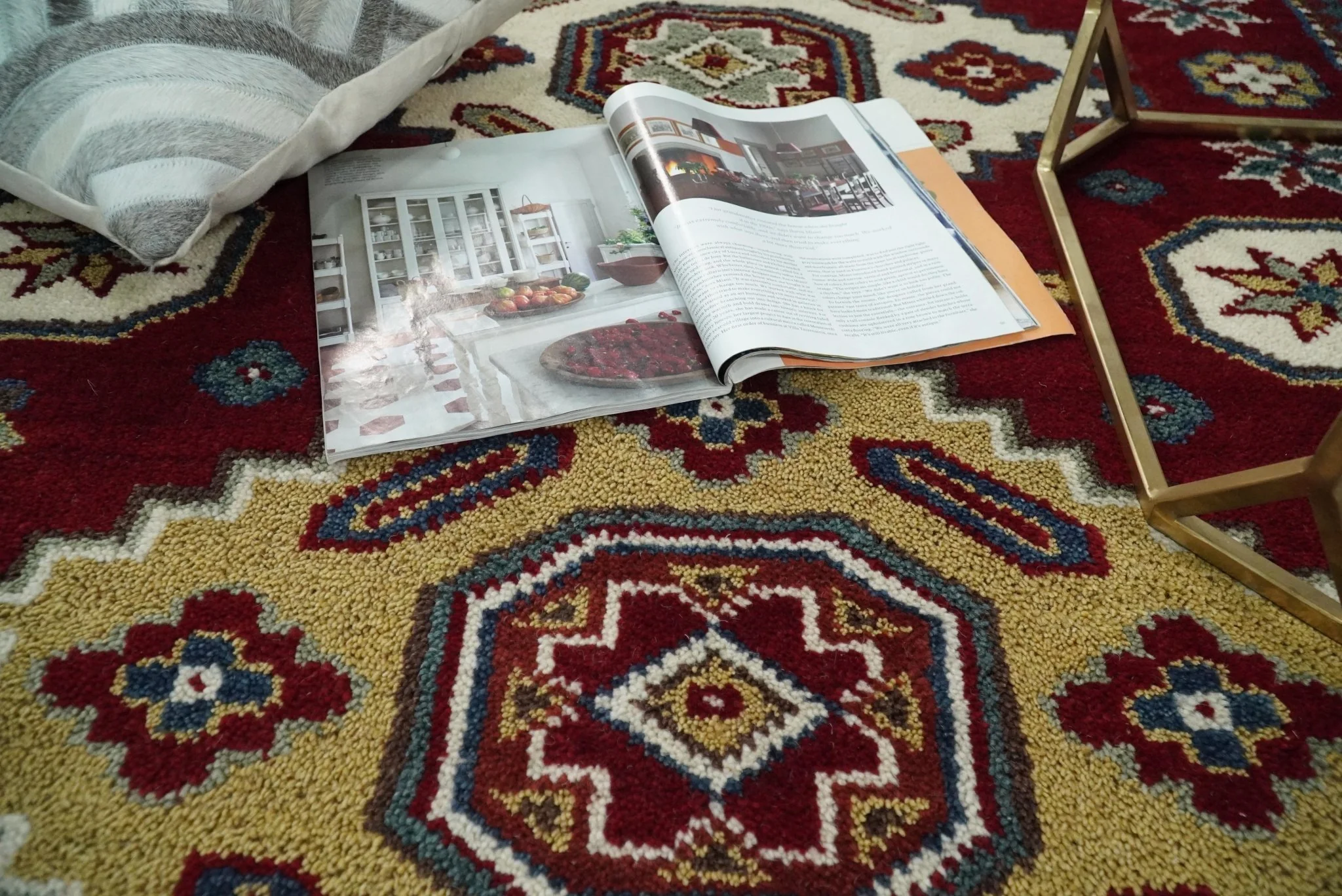 6x8 Hand Knotted Antique Kazak Red and Ivory Traditional Tribal Armenian Rug | KZA14 - Image 8