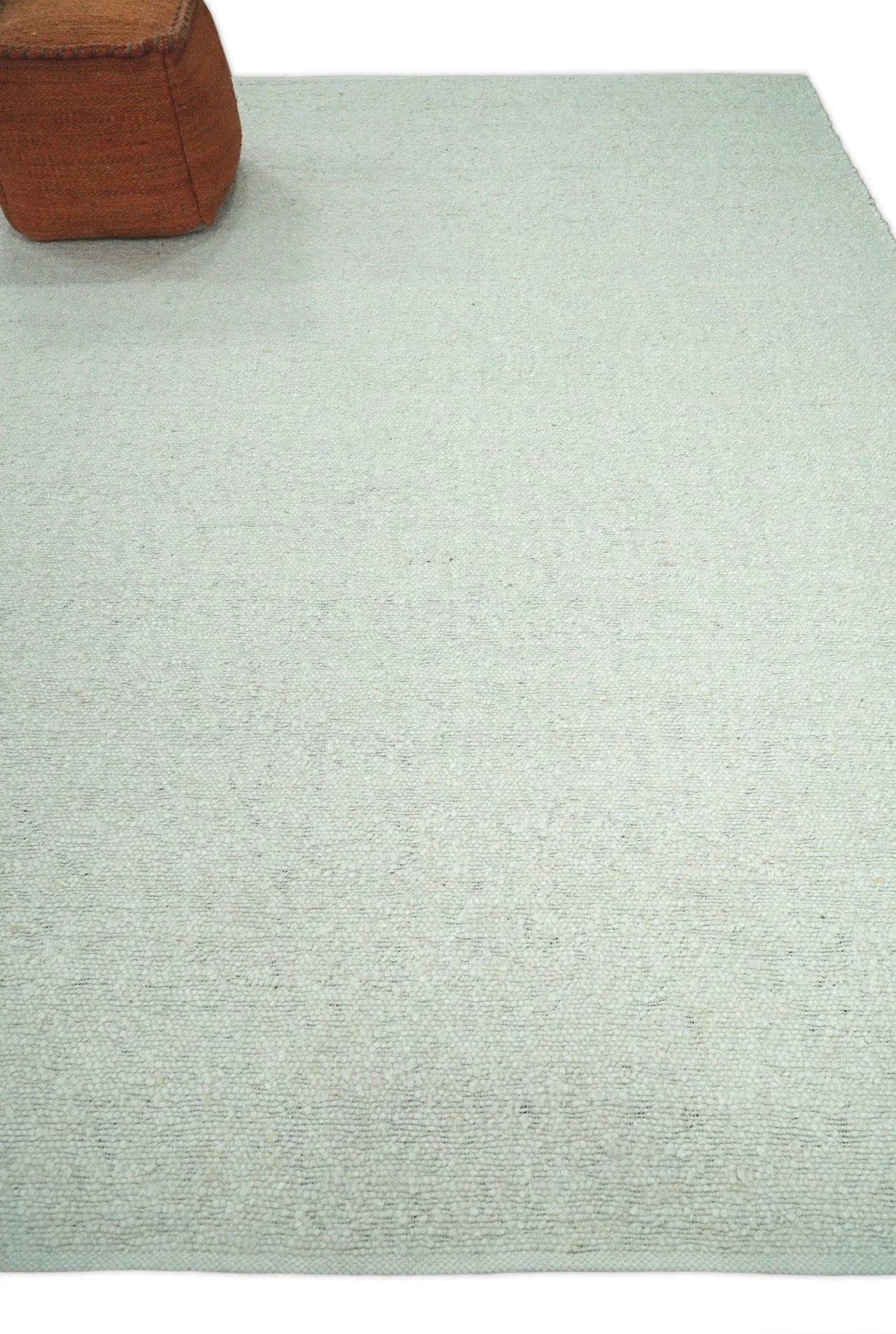 5x8, 6x9 and 8x10 Chunky Soft Flatweave Solid White Handwoven Area Rug | BER3 - Image 2