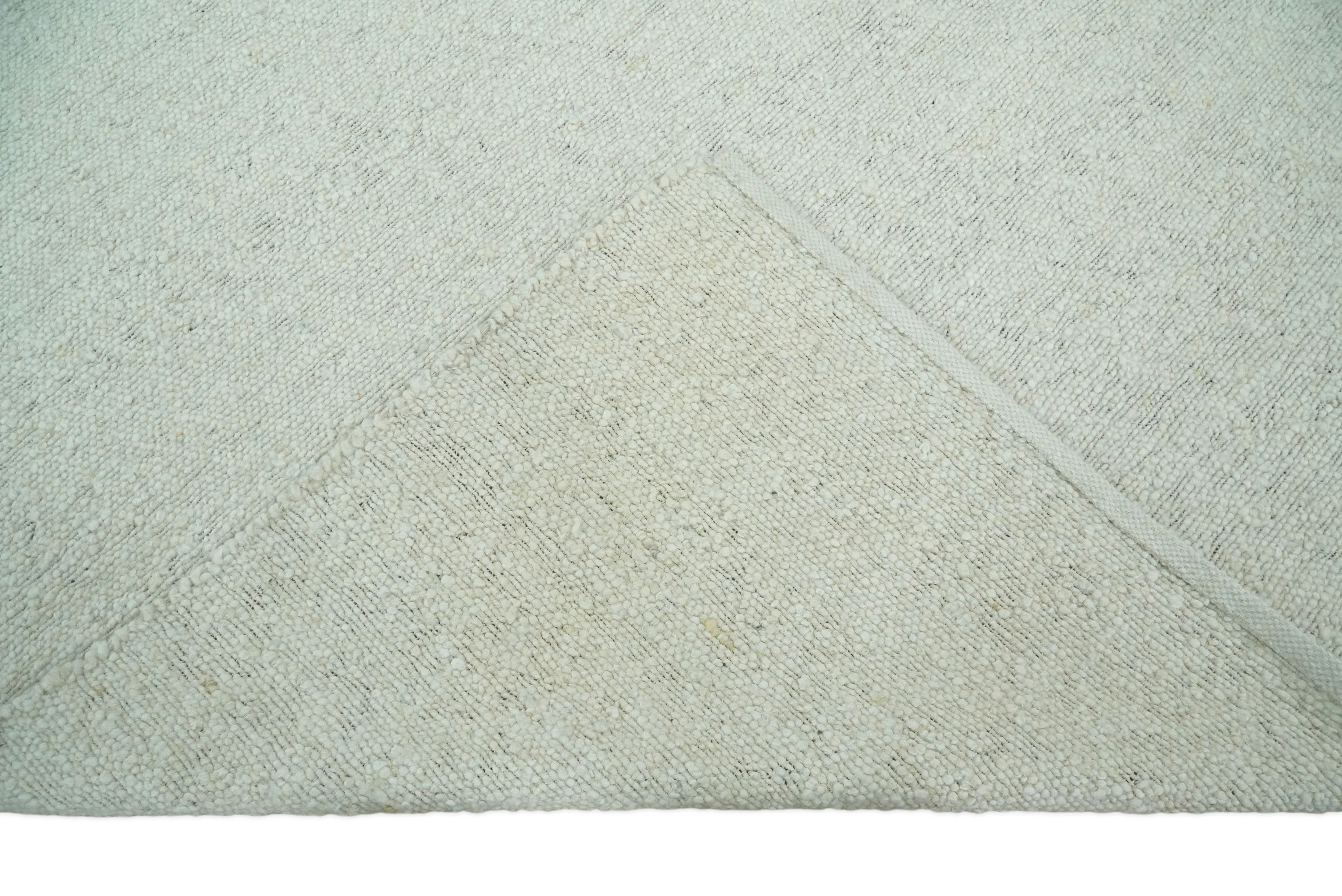 5x8, 6x9 and 8x10 Chunky Soft Flatweave Solid White Handwoven Area Rug | BER3 - Image 6
