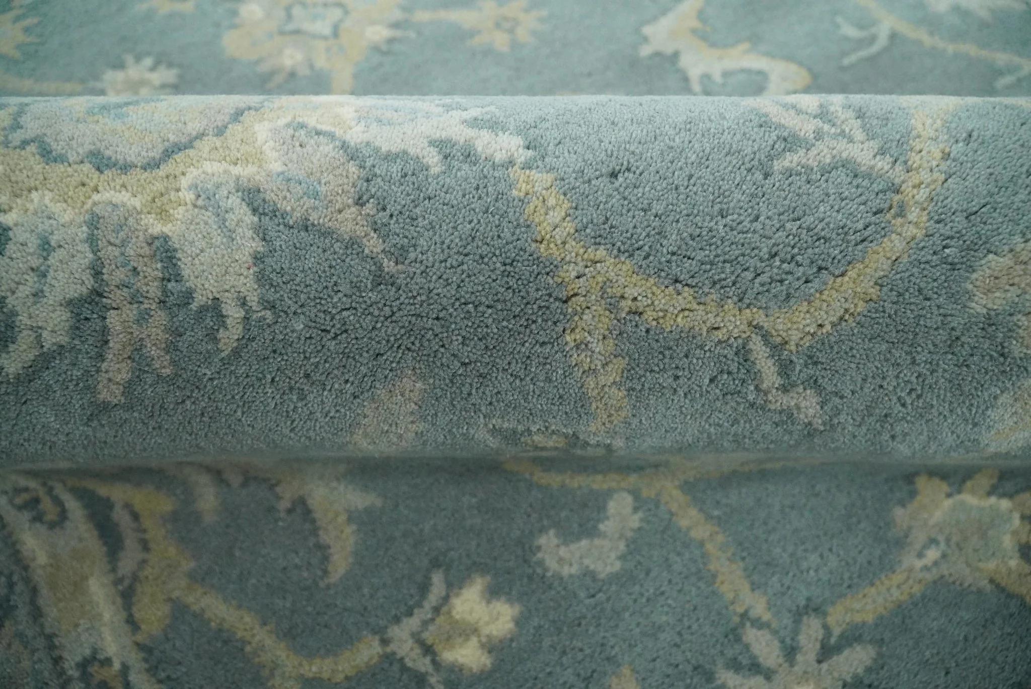 5x8 and 9x12 Handmade Classic Vintage Design Blue and Silver Wool Area Rug | TRDCP12158 - Image 10
