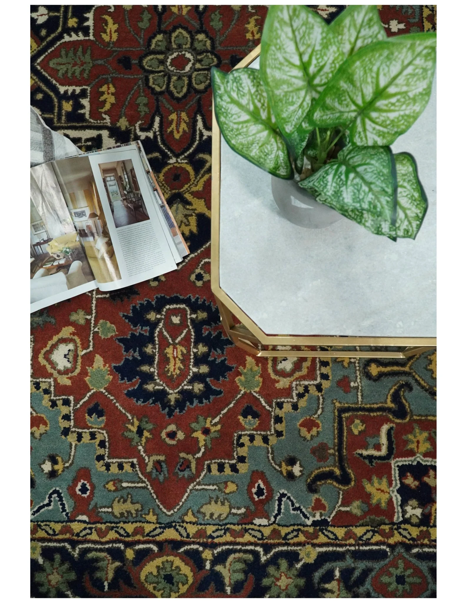 5x8 Handmade Rust and Blue made with fine wool Area Rug |  TRDCP11858 - Image 2