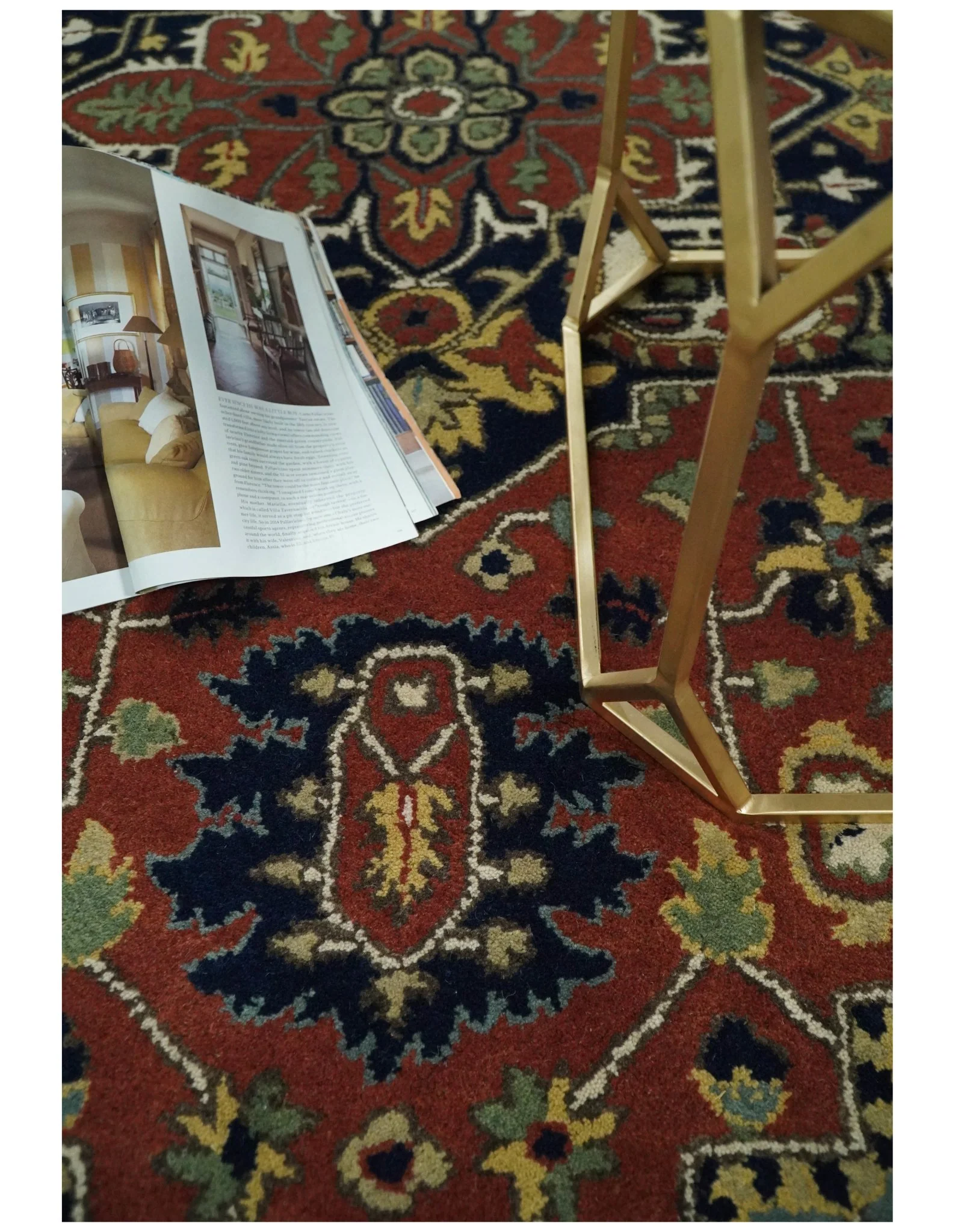 5x8 Handmade Rust and Blue made with fine wool Area Rug |  TRDCP11858 - Image 6