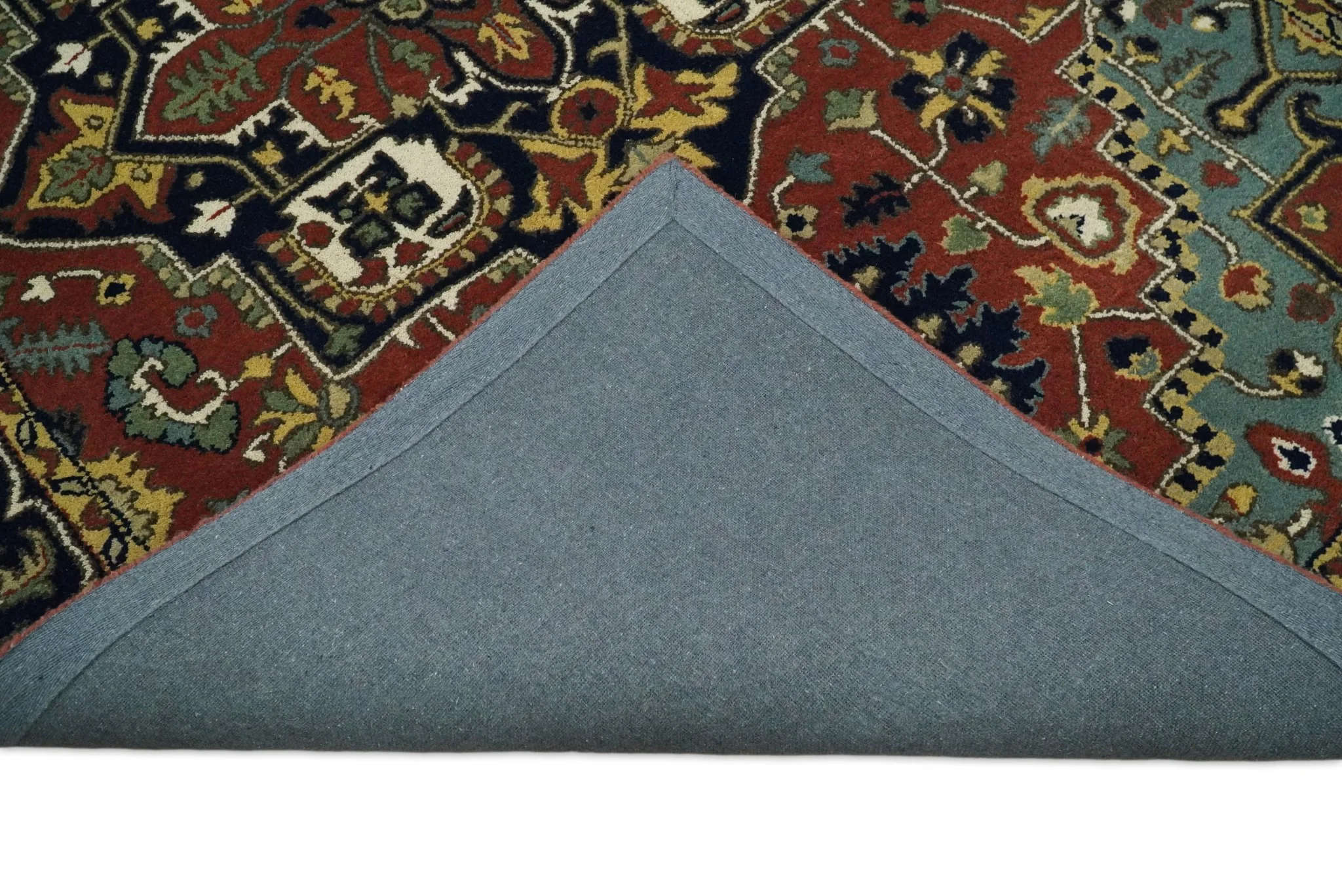 5x8 Handmade Rust and Blue made with fine wool Area Rug |  TRDCP11858 - Image 8