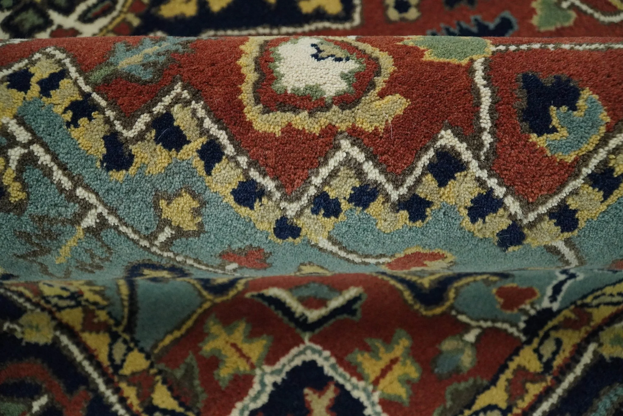 5x8 Handmade Rust and Blue made with fine wool Area Rug |  TRDCP11858 - Image 9
