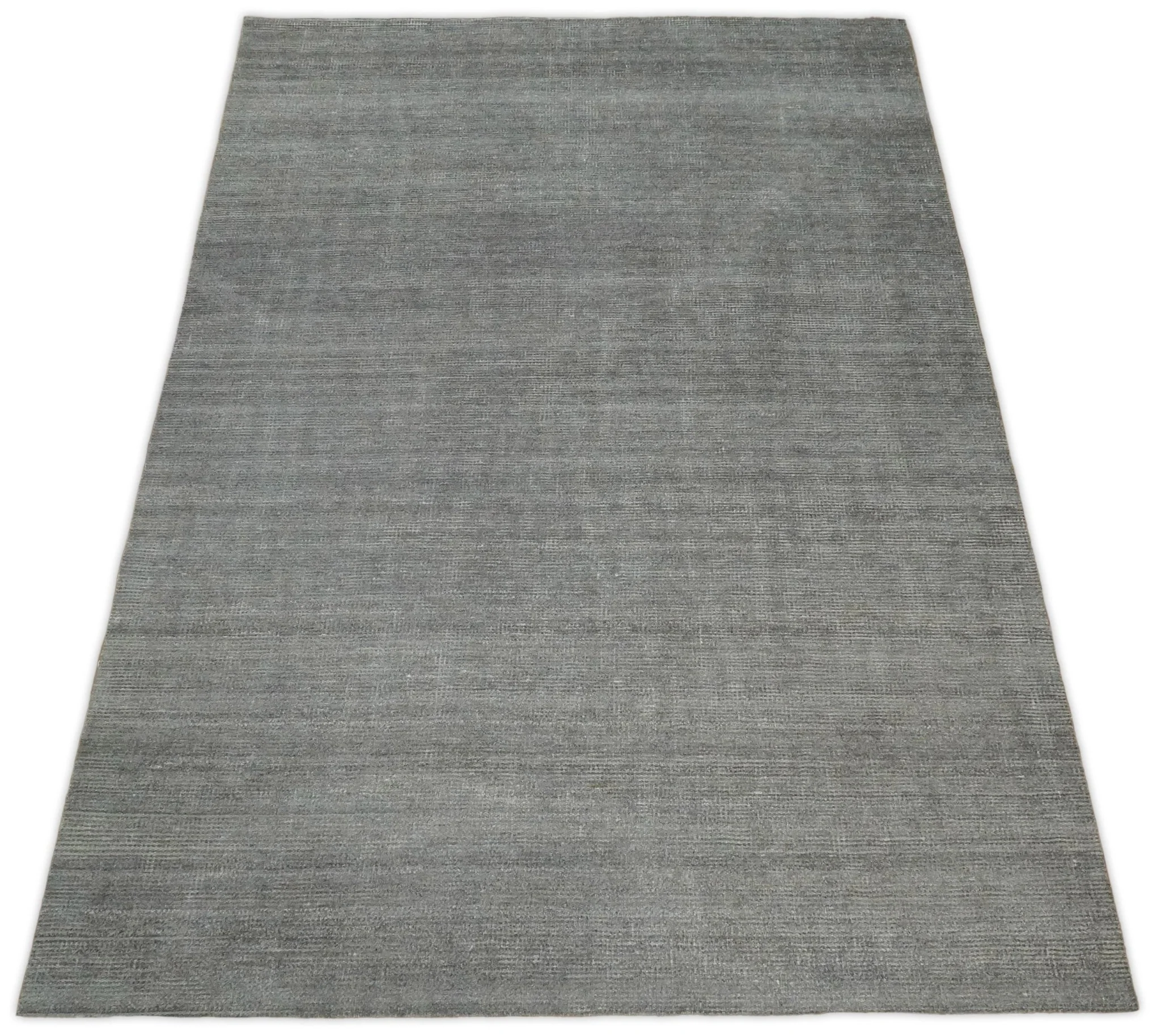5x8 Solid Gray Rug made with wool and viscose blend | TRD178A - Image 11