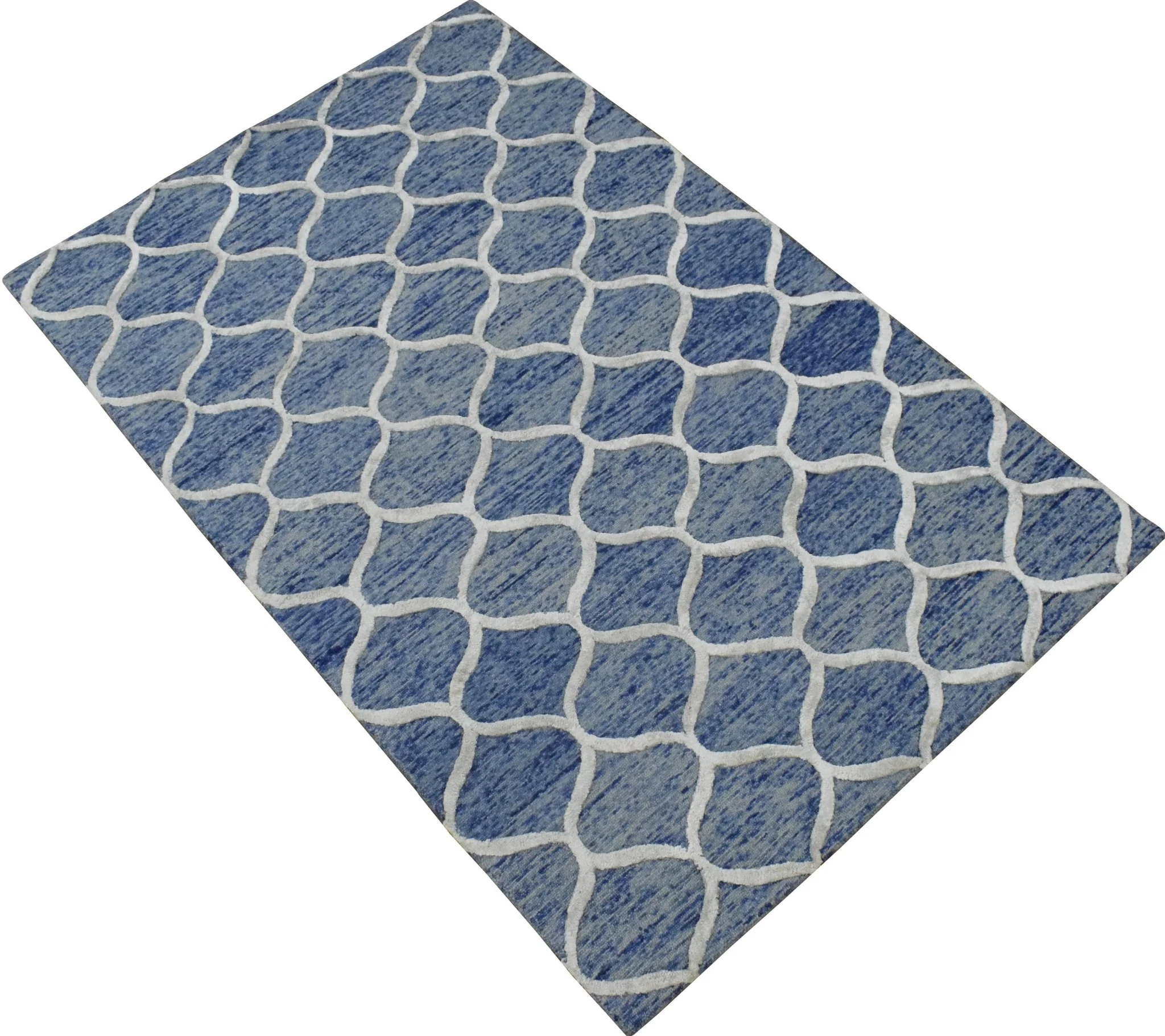 5x8 Modern Blue Handmade Area Rug - Image 3
