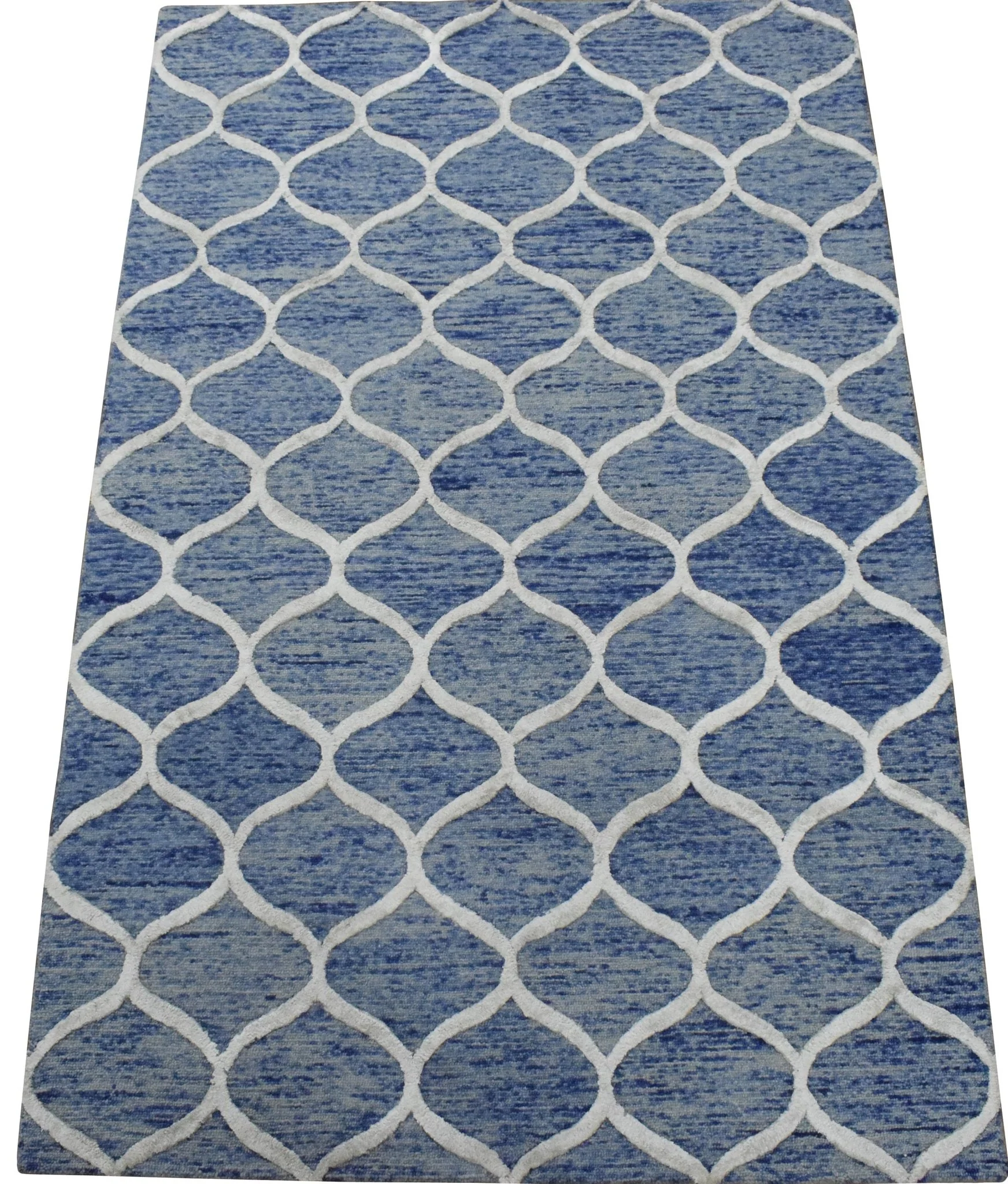 5x8 Modern Blue Handmade Area Rug - Image 4