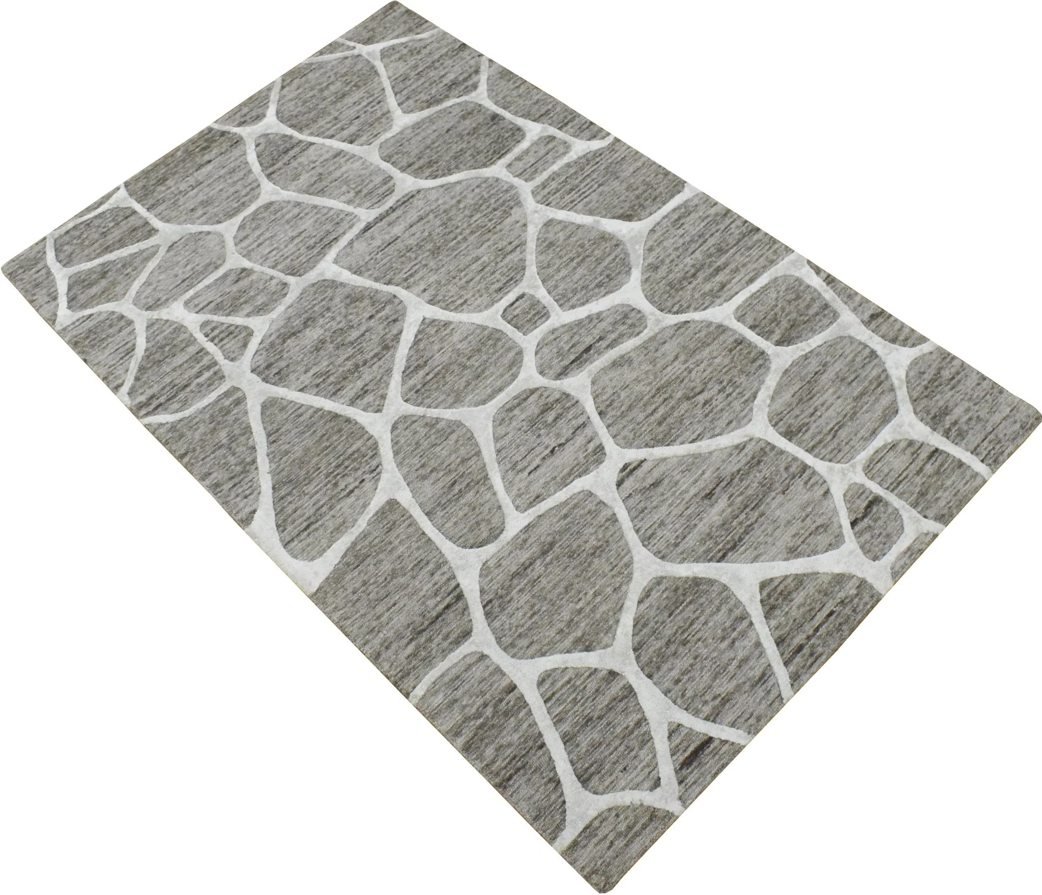 5x8 Handmade Geometrical Design Wool and Viscose Area Rug - Image 4