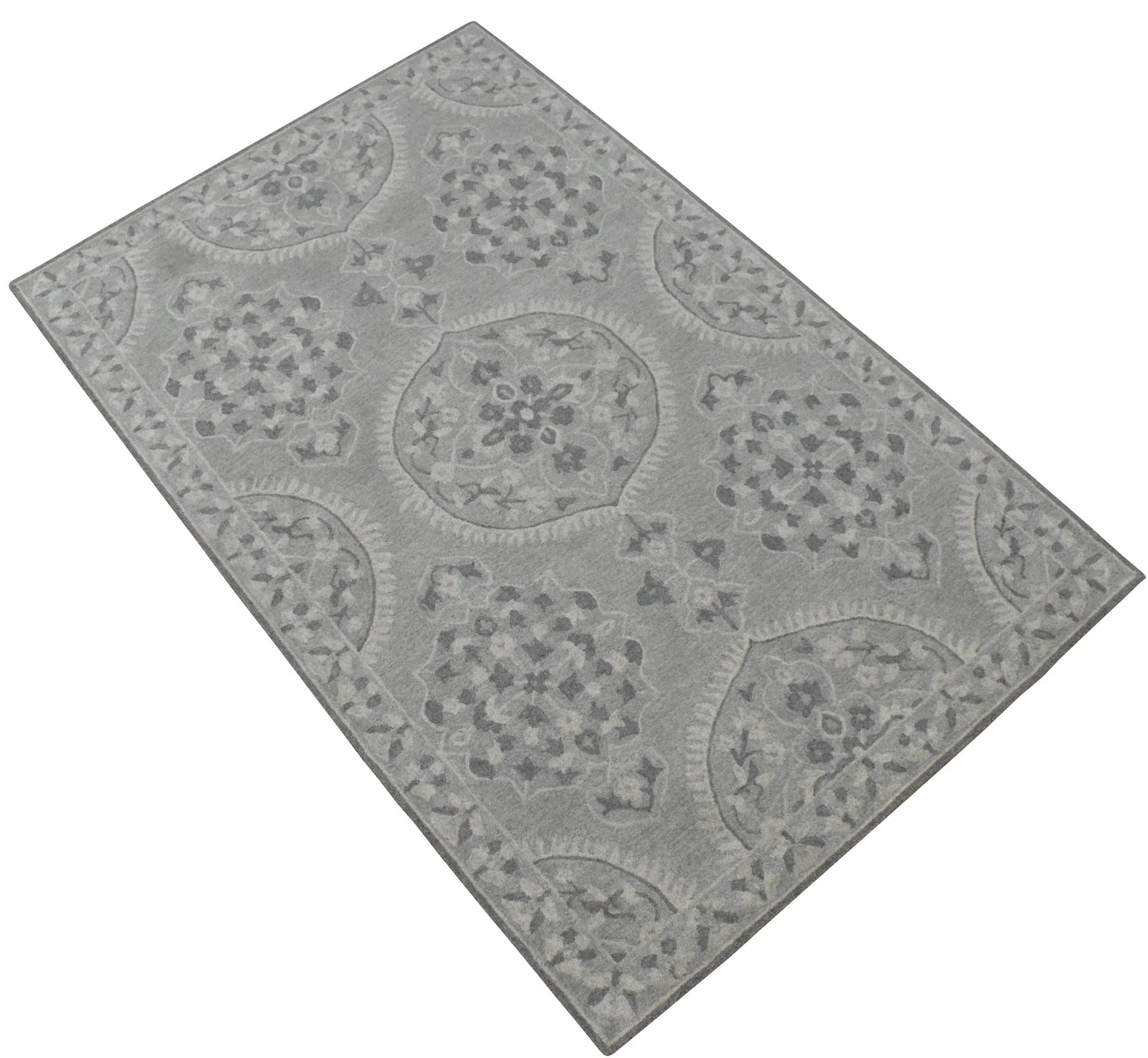 5x8 Silver and Gray Wool Area Rug | Handmade Area rug made with fine wool - Image 3