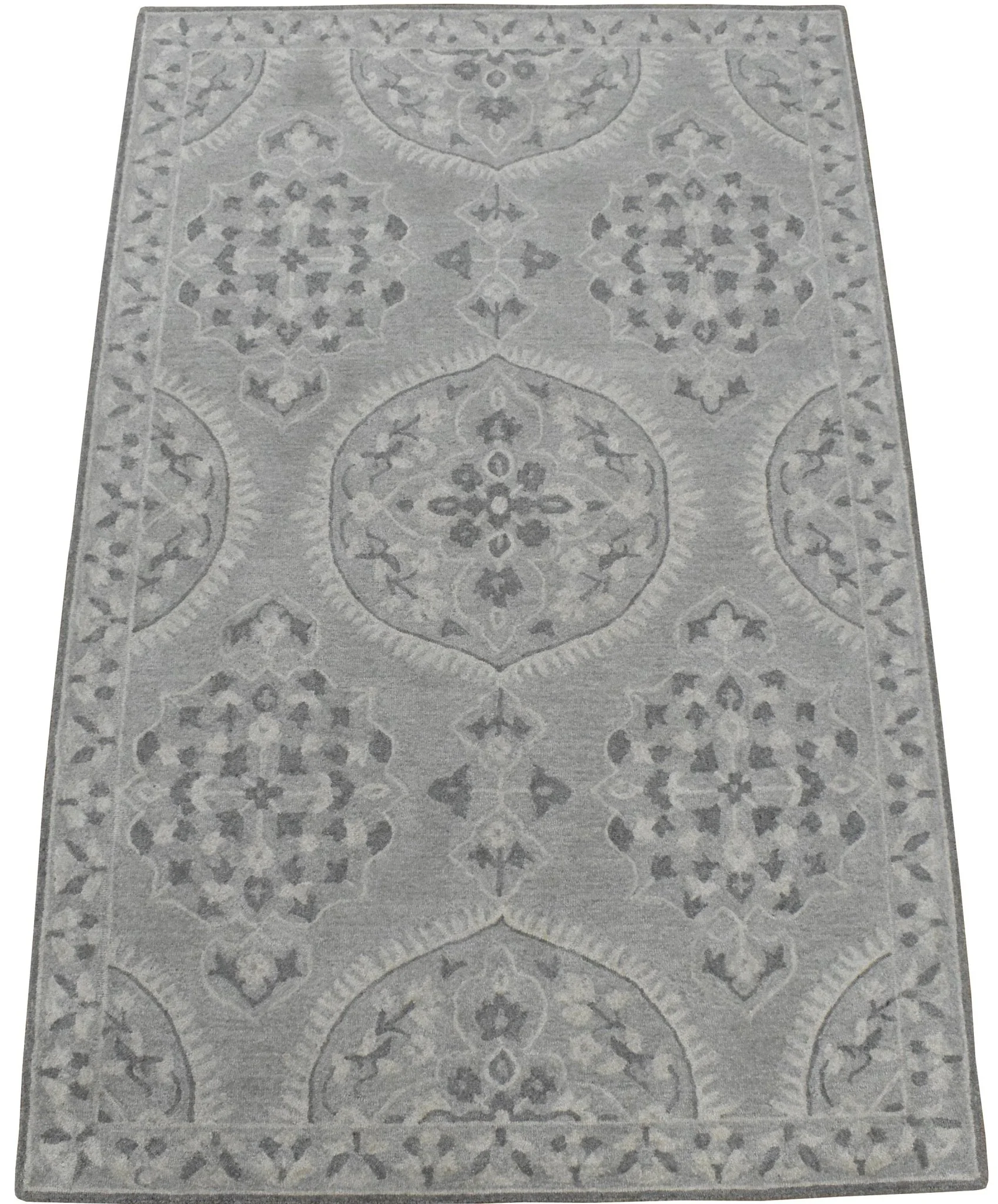 5x8 Silver and Gray Wool Area Rug | Handmade Area rug made with fine wool - Image 4