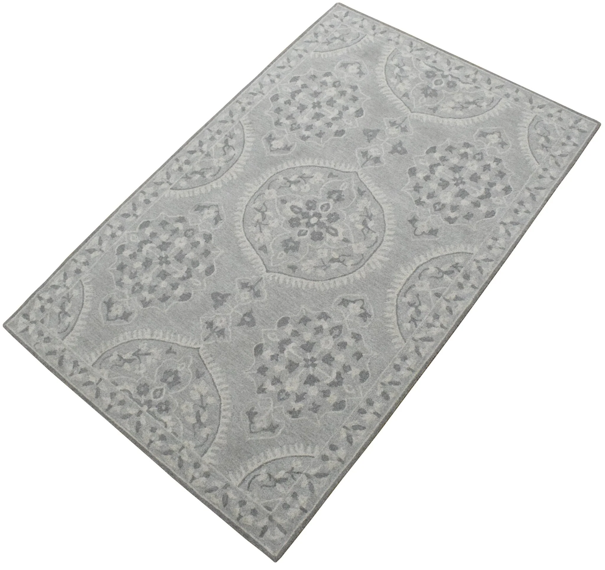 5x8 Silver and Gray Wool Area Rug | Handmade Area rug made with fine wool - Image 5