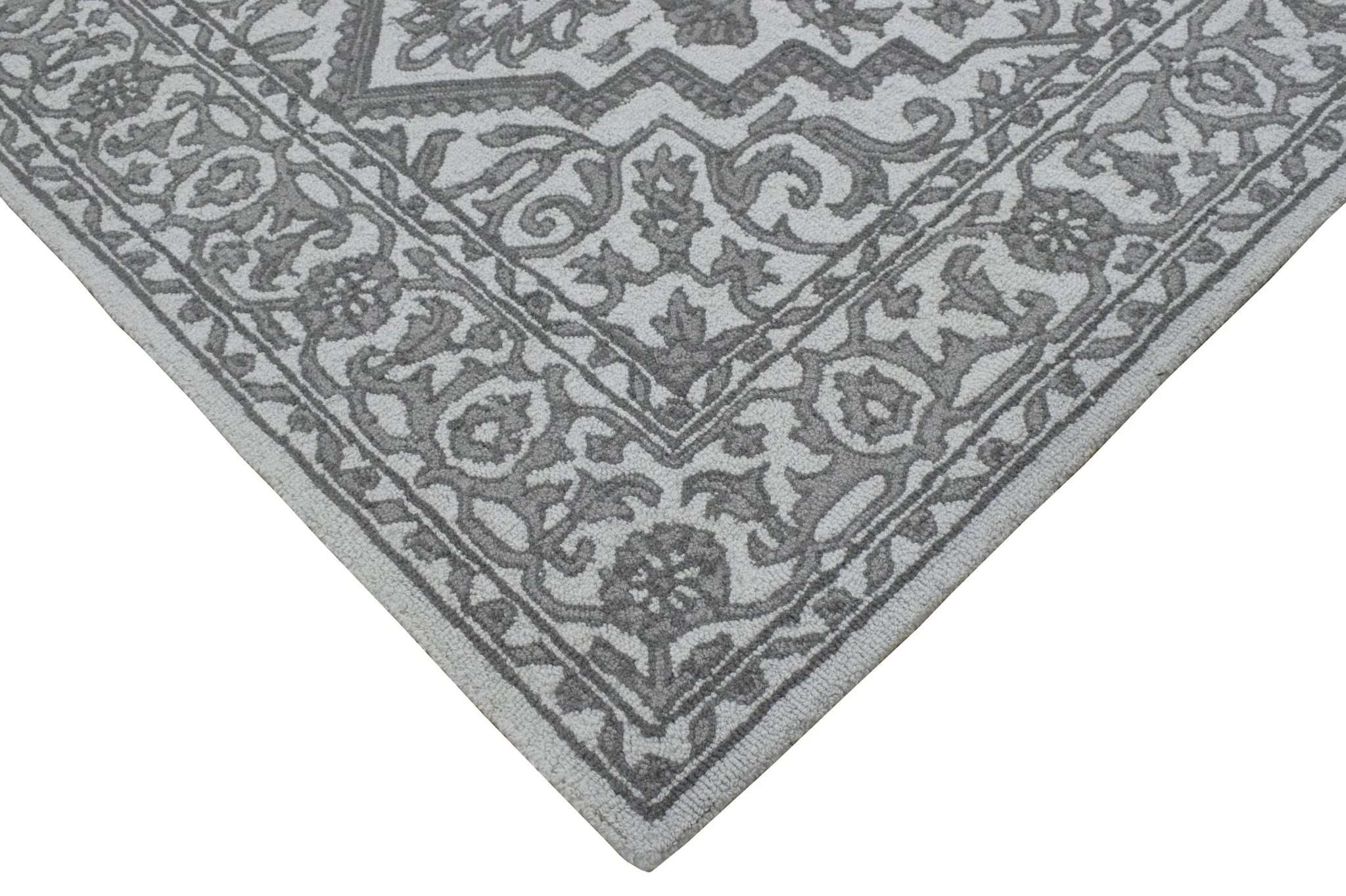 5x8 Silver and Charcoal Traditional Design Wool Area Rug - Image 5
