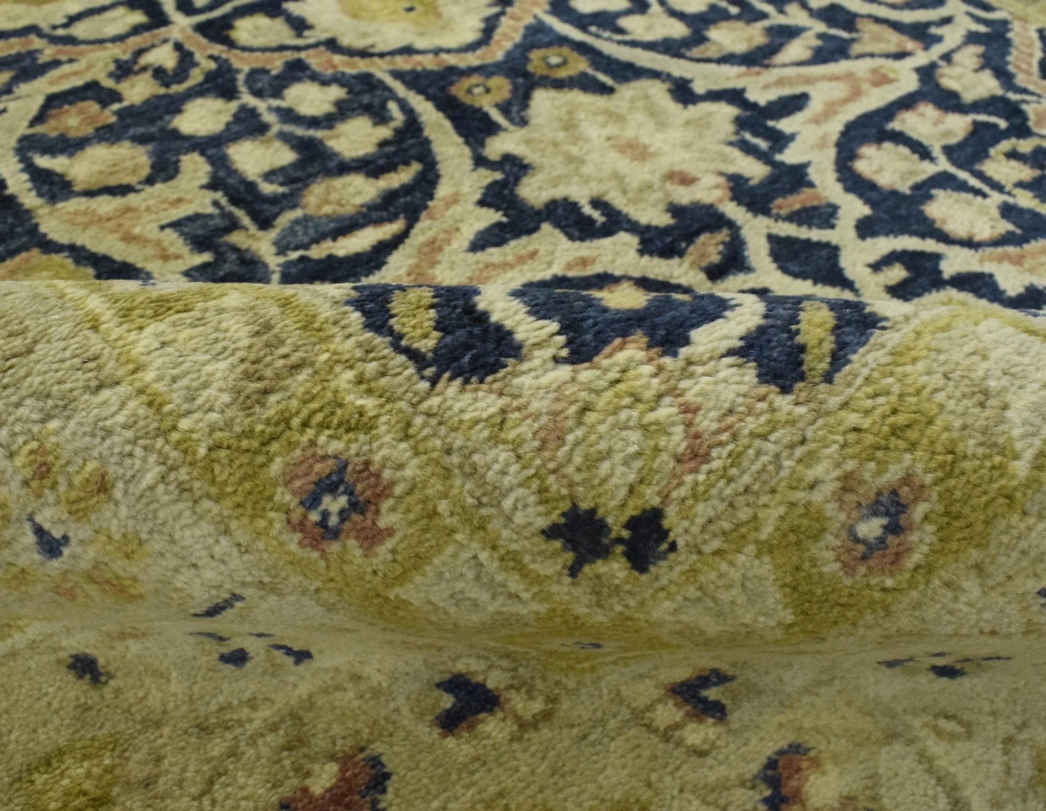 5x8 Blue and Camel Wool Area Rug | Handmade Area rug made with fine wool - Image 10