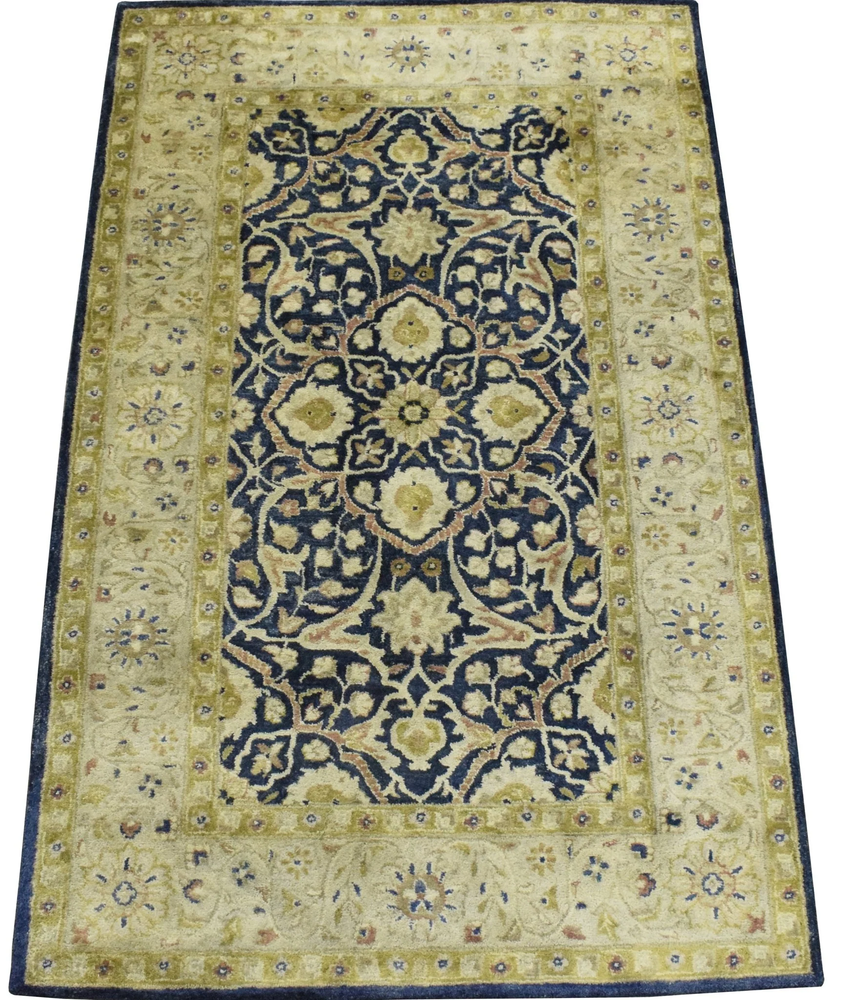 5x8 Blue and Camel Wool Area Rug | Handmade Area rug made with fine wool - Image 5
