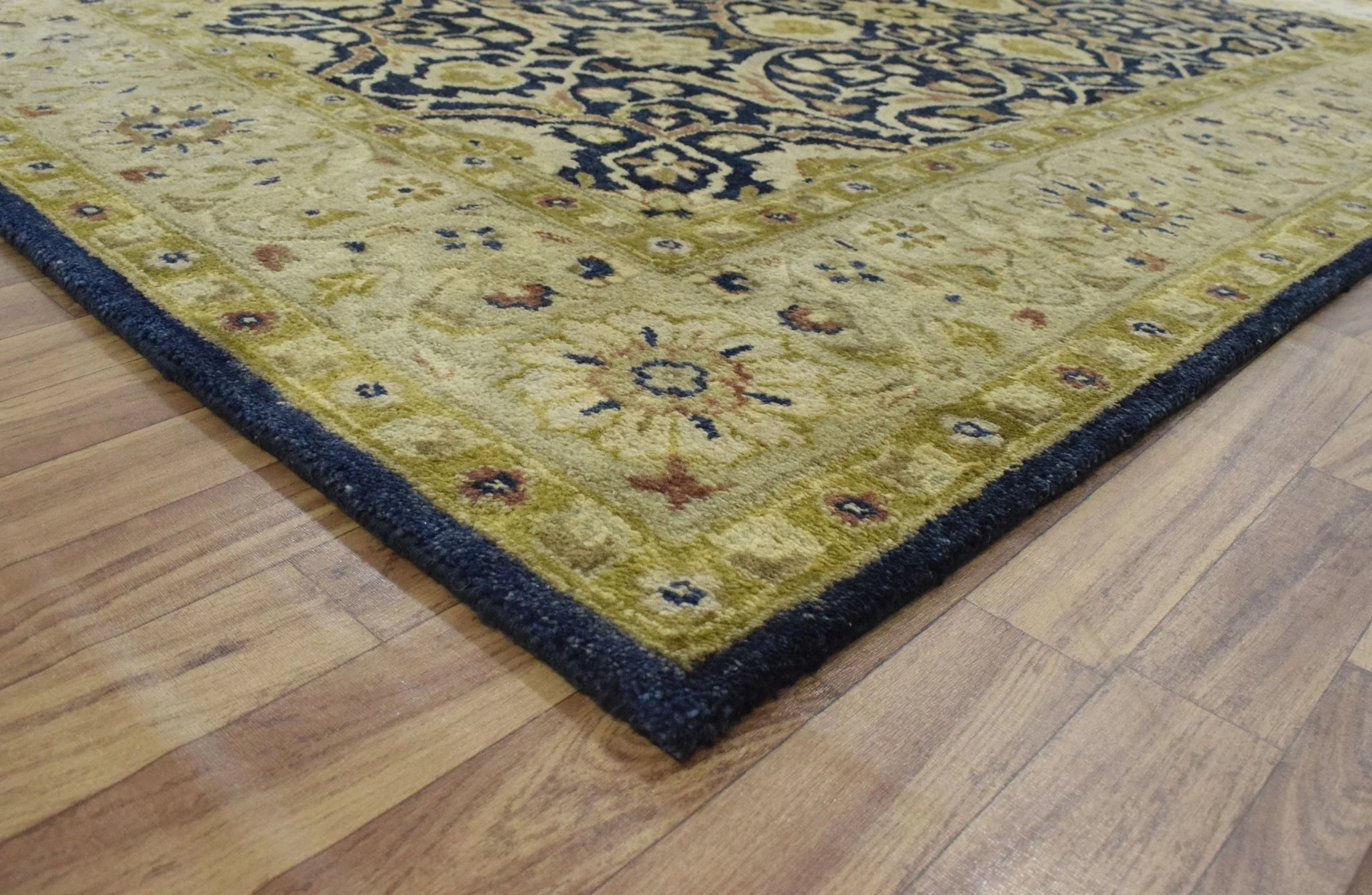 5x8 Blue and Camel Wool Area Rug | Handmade Area rug made with fine wool - Image 7
