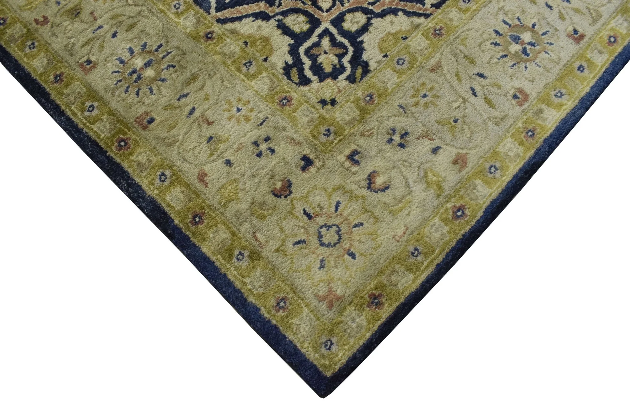 5x8 Blue and Camel Wool Area Rug | Handmade Area rug made with fine wool - Image 8