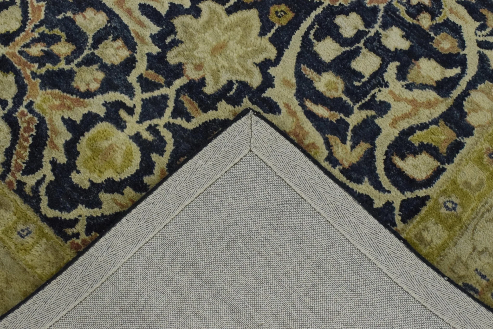 5x8 Blue and Camel Wool Area Rug | Handmade Area rug made with fine wool - Image 9