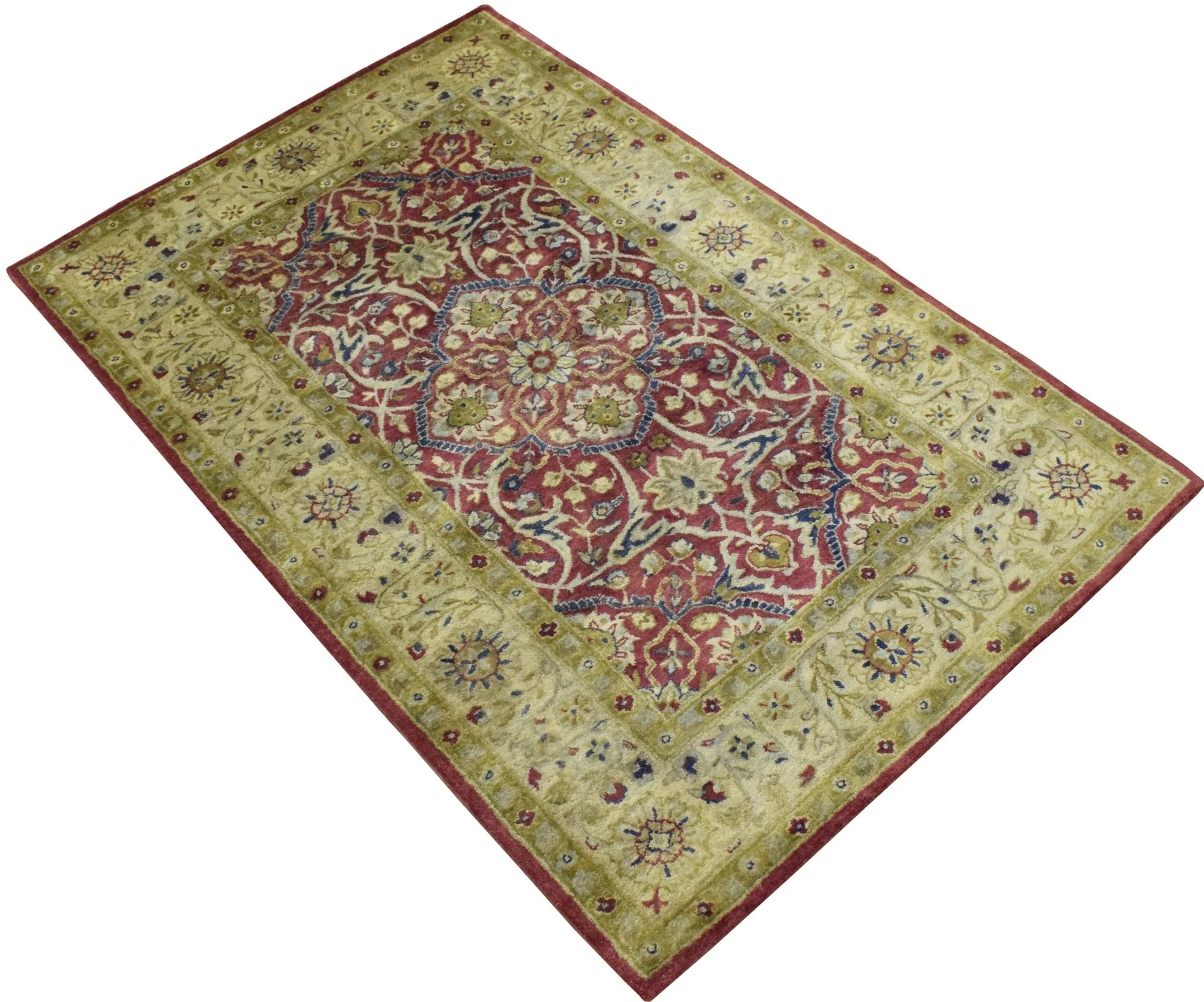 5x8 Red and Camel Handmade Classic Vintage Wool Area Rug - Image 3