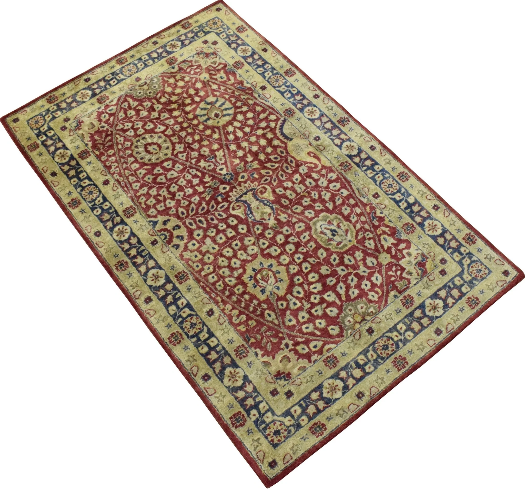 5x8 Red and Gold Handmade Classic Vintage Design Wool Area Rug - Image 3