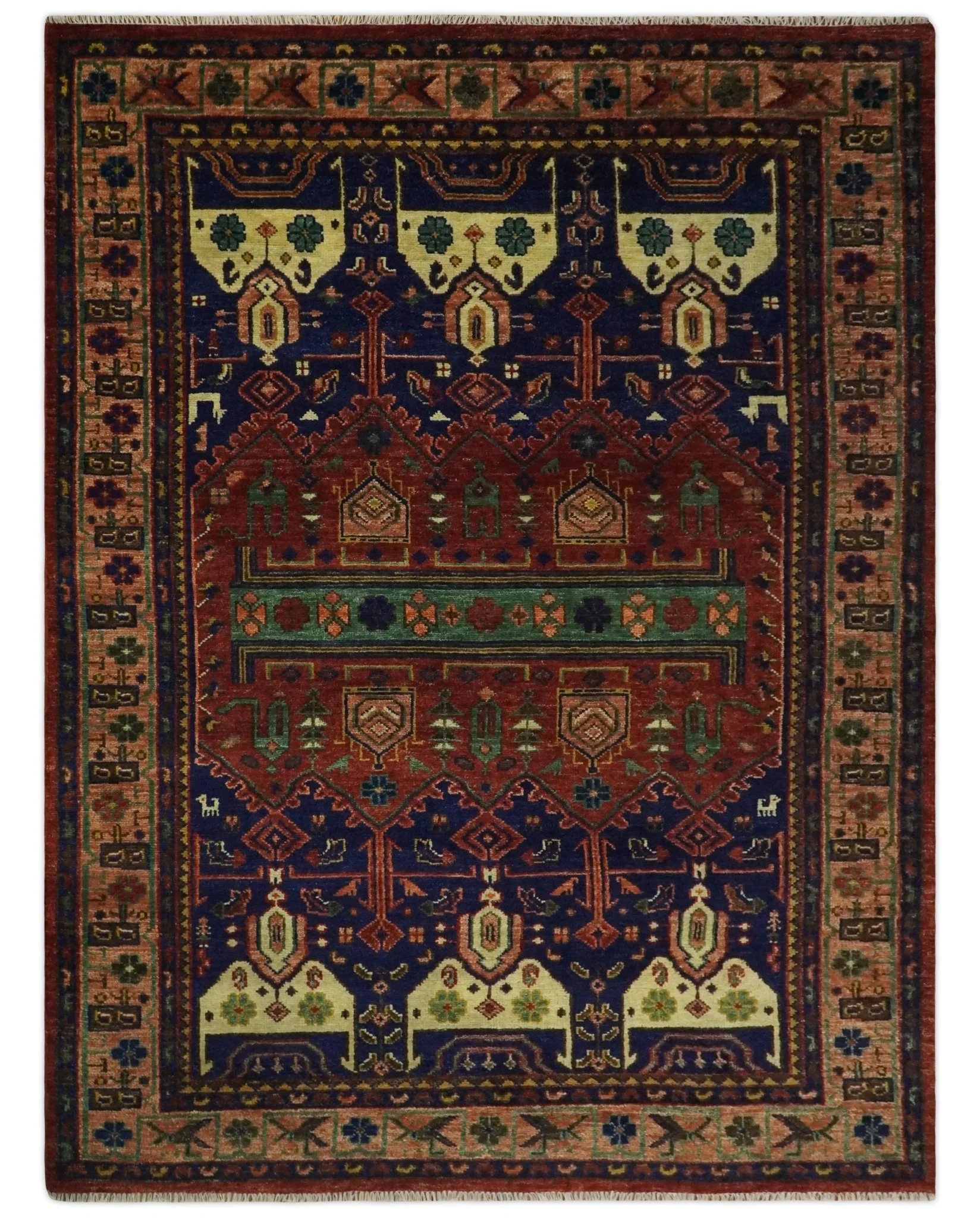Wool Traditional Antique Style Wool Red and Blue Area Rug - Image 15