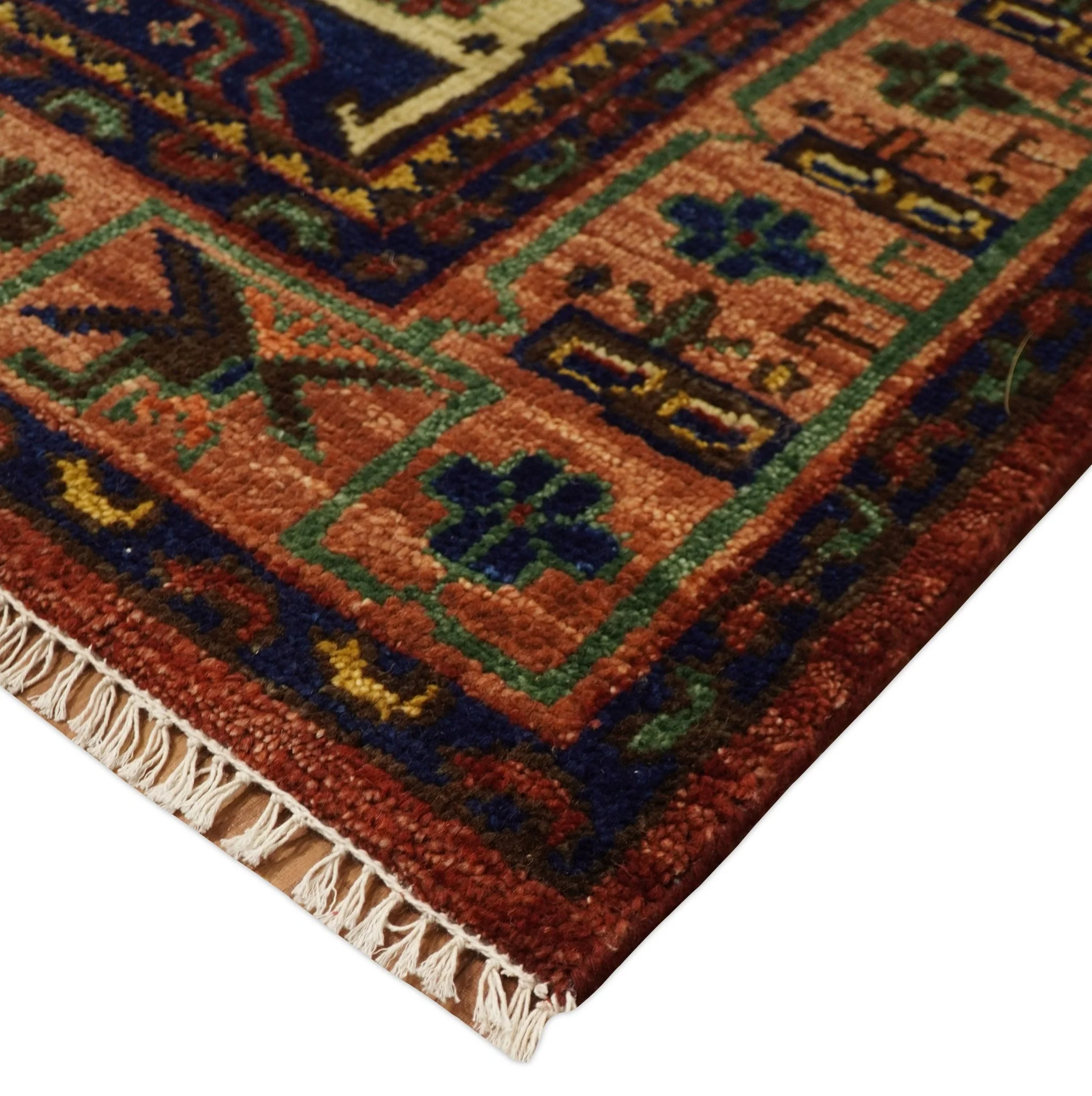 Wool Traditional Antique Style Wool Red and Blue Area Rug - Image 4