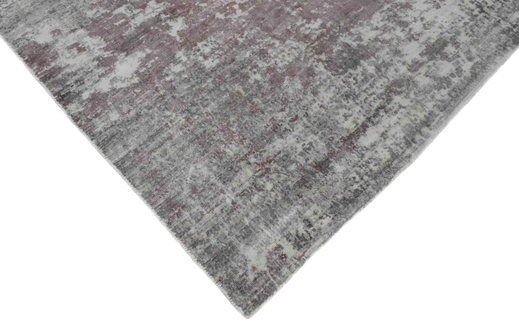 Handmade 6.6x8 Rug, Abstract Red and Gray Rug made with Viscose Art Silk | TRD0079AR668 - Image 4
