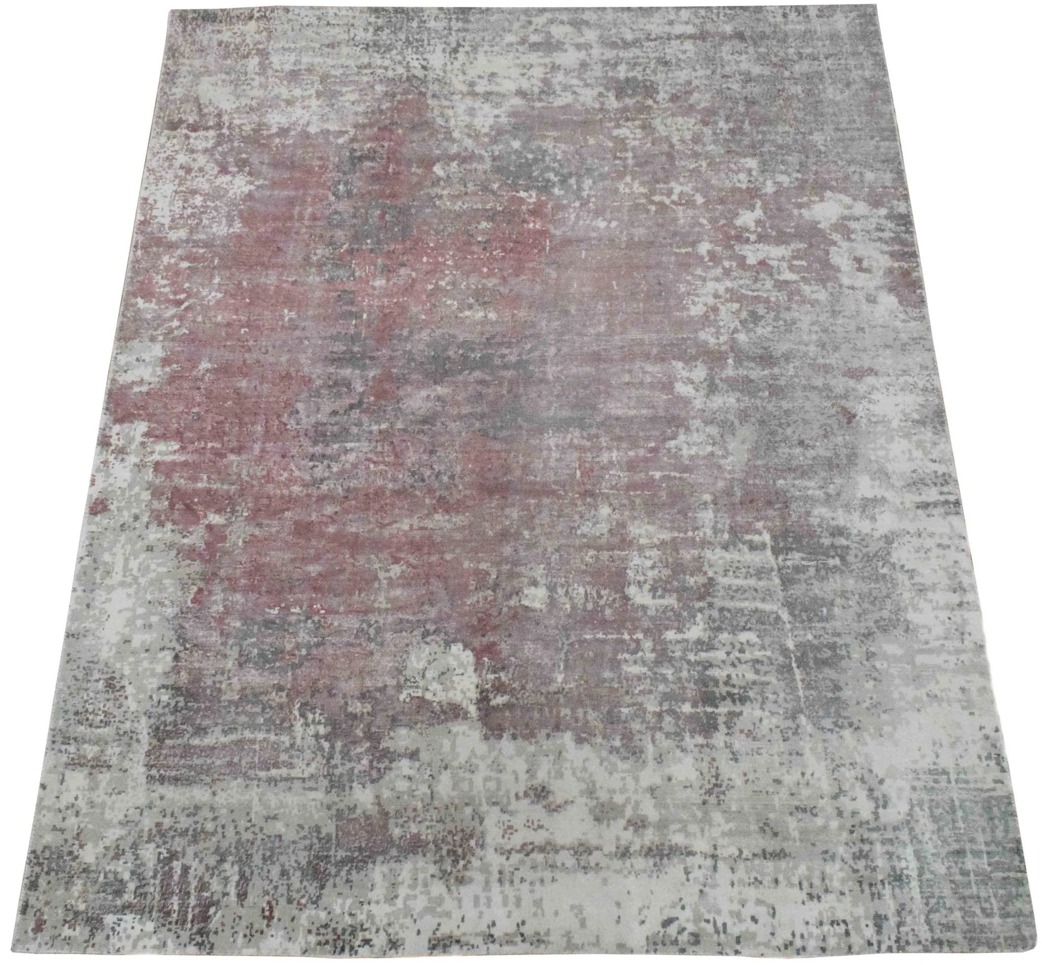 Handmade 6.6x8 Rug, Abstract Red and Gray Rug made with Viscose Art Silk | TRD0079AR668 - Image 6