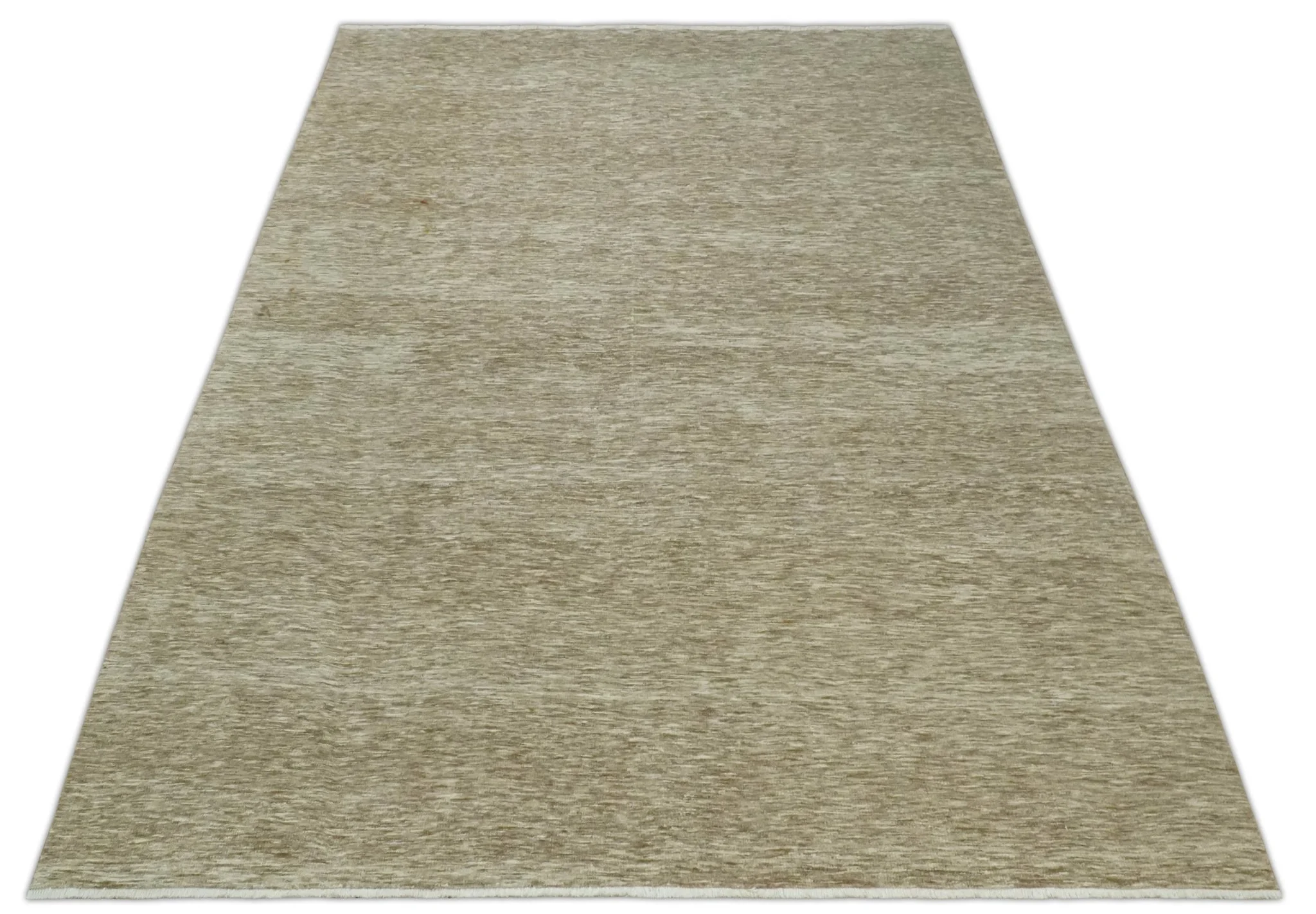 6x10 Hand Woven Natural Beige and Ivory Solid Wool area Rug | N352610 - Image 10