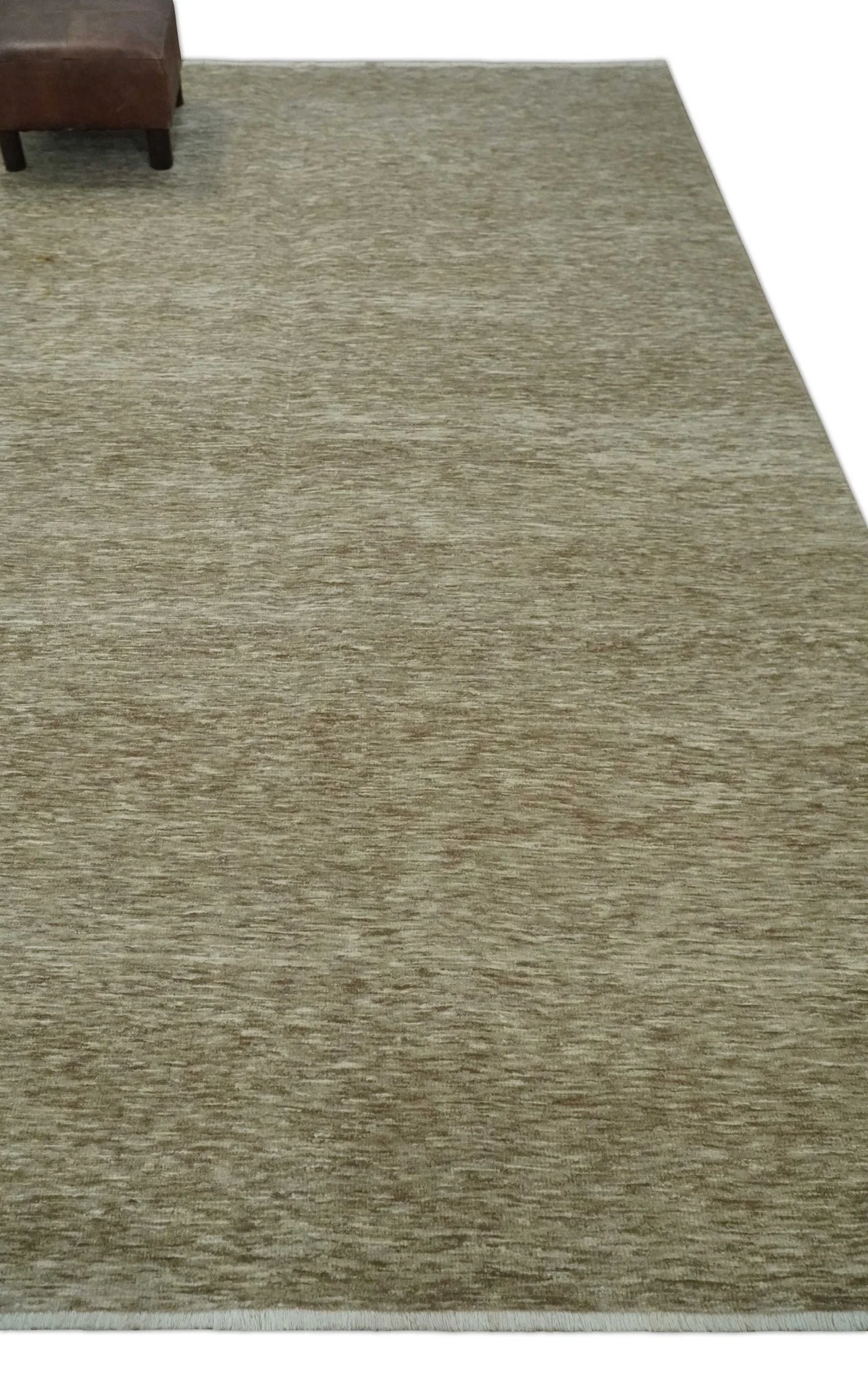 6x10 Hand Woven Natural Beige and Ivory Solid Wool area Rug | N352610 - Image 3