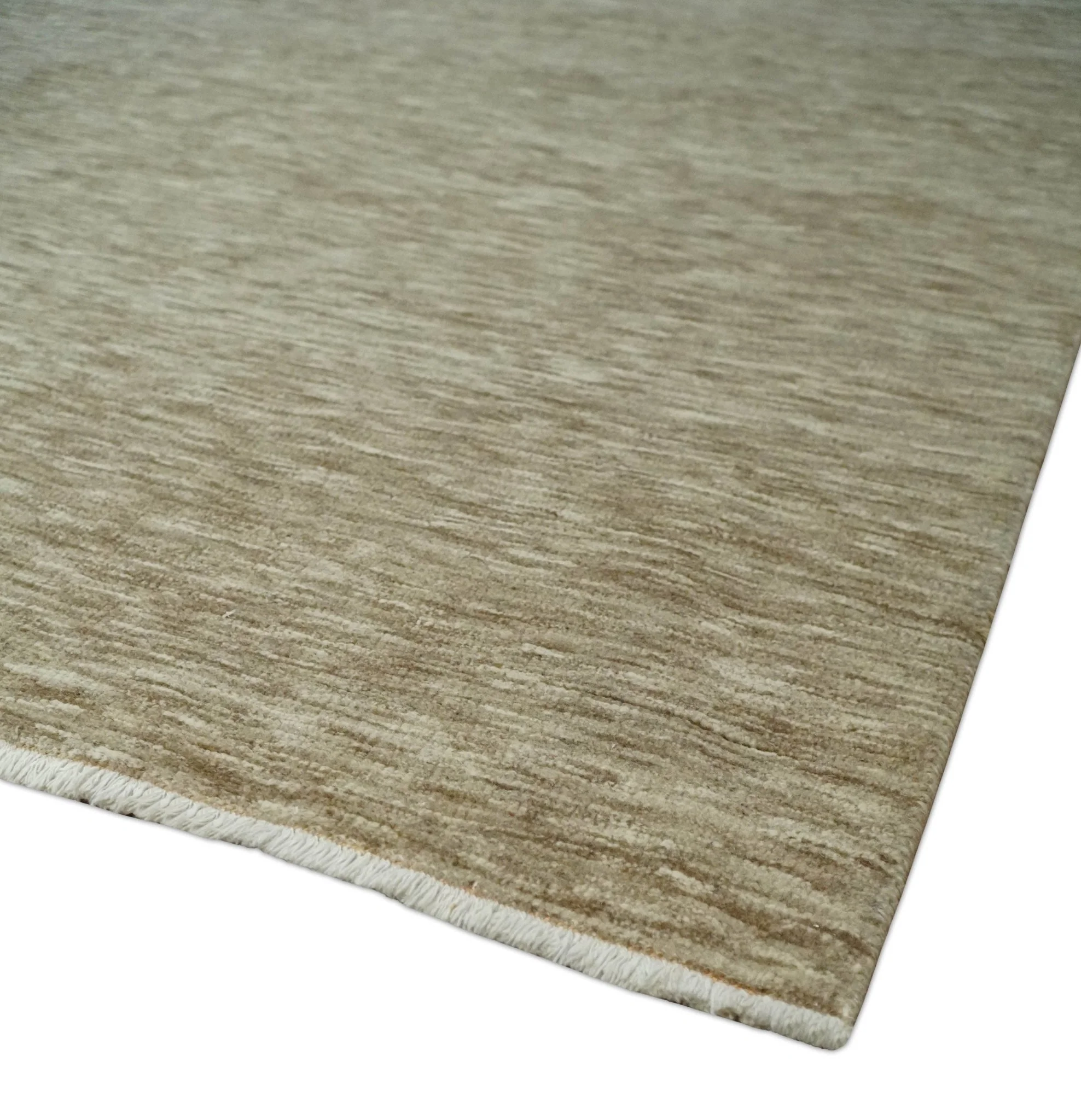 6x10 Hand Woven Natural Beige and Ivory Solid Wool area Rug | N352610 - Image 5