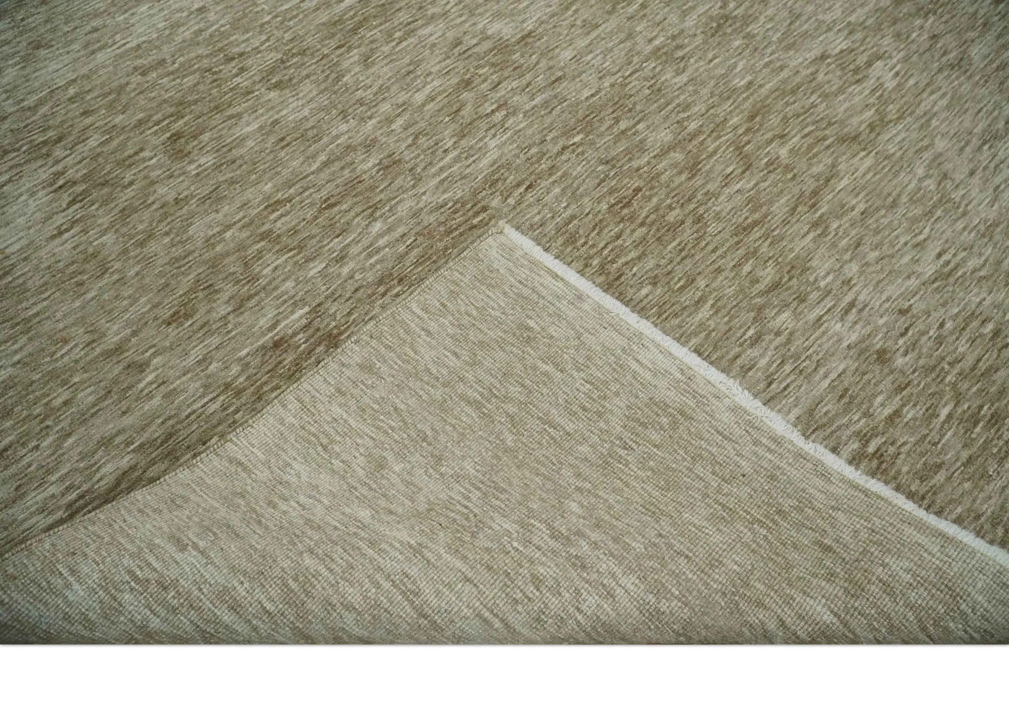 6x10 Hand Woven Natural Beige and Ivory Solid Wool area Rug | N352610 - Image 7