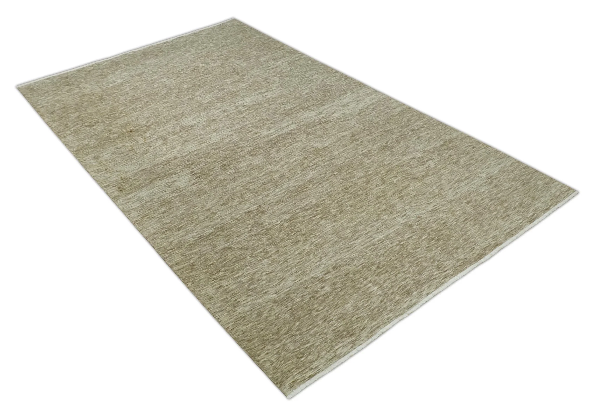 6x10 Hand Woven Natural Beige and Ivory Solid Wool area Rug | N352610 - Image 9