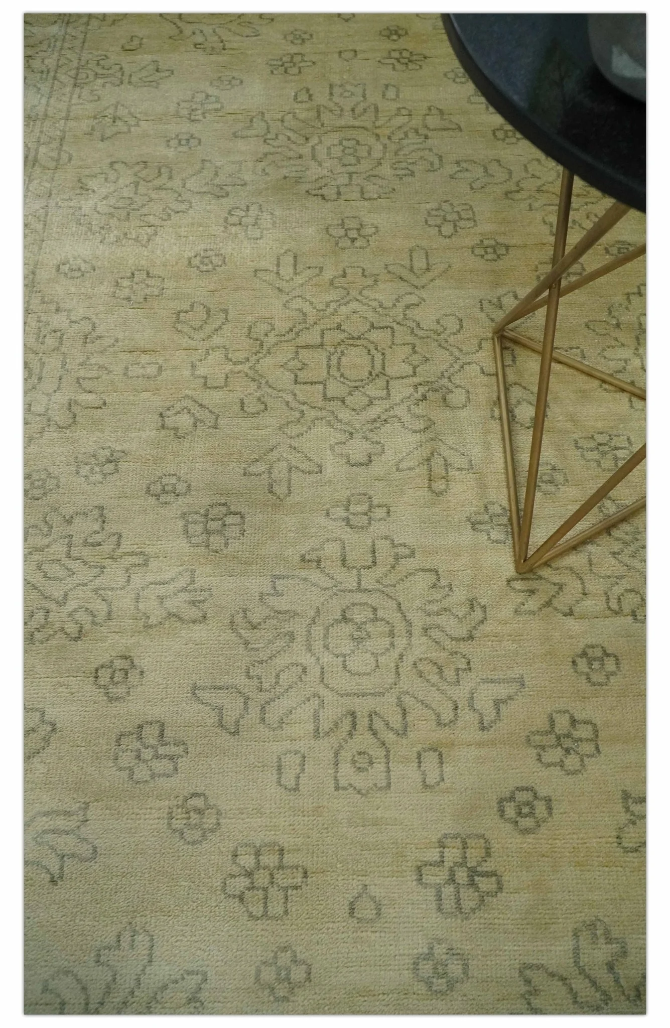 6x8 Hand Knotted Beige and Gray Turkish Design Traditional Wool Rug | N35468 - Image 2